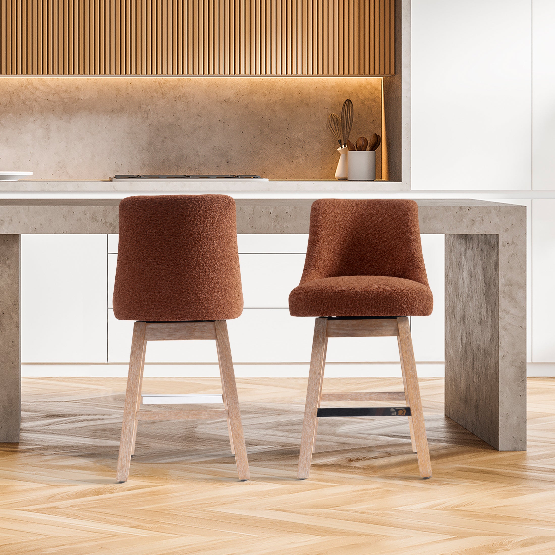 Amélie 26" Upholstered Swivel Counter Height Bar Stools (Set of 2)