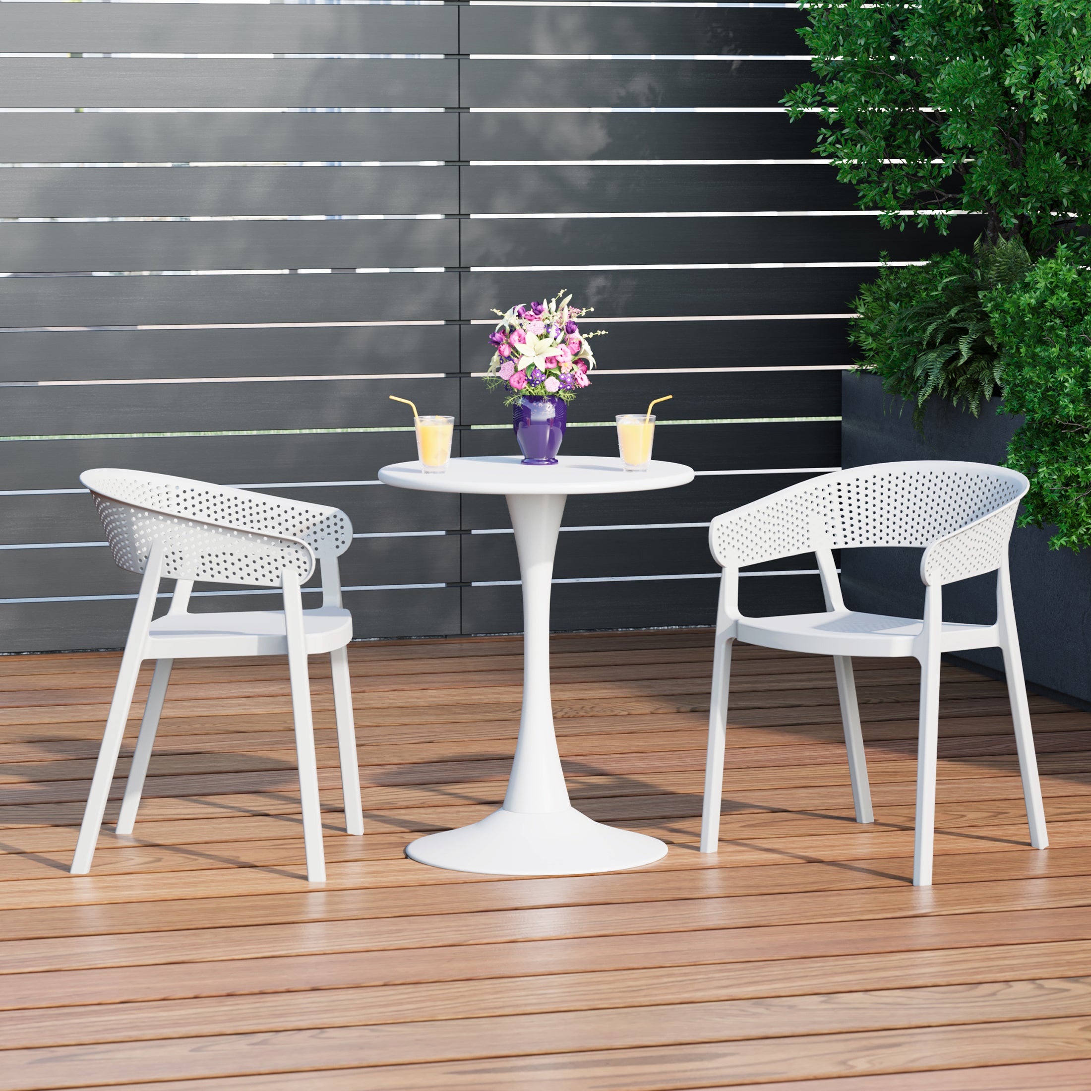 Sunshine 3-Piece Indoor Outdoor Metal Patio Dining Table Set With Stackable Patio Chairs