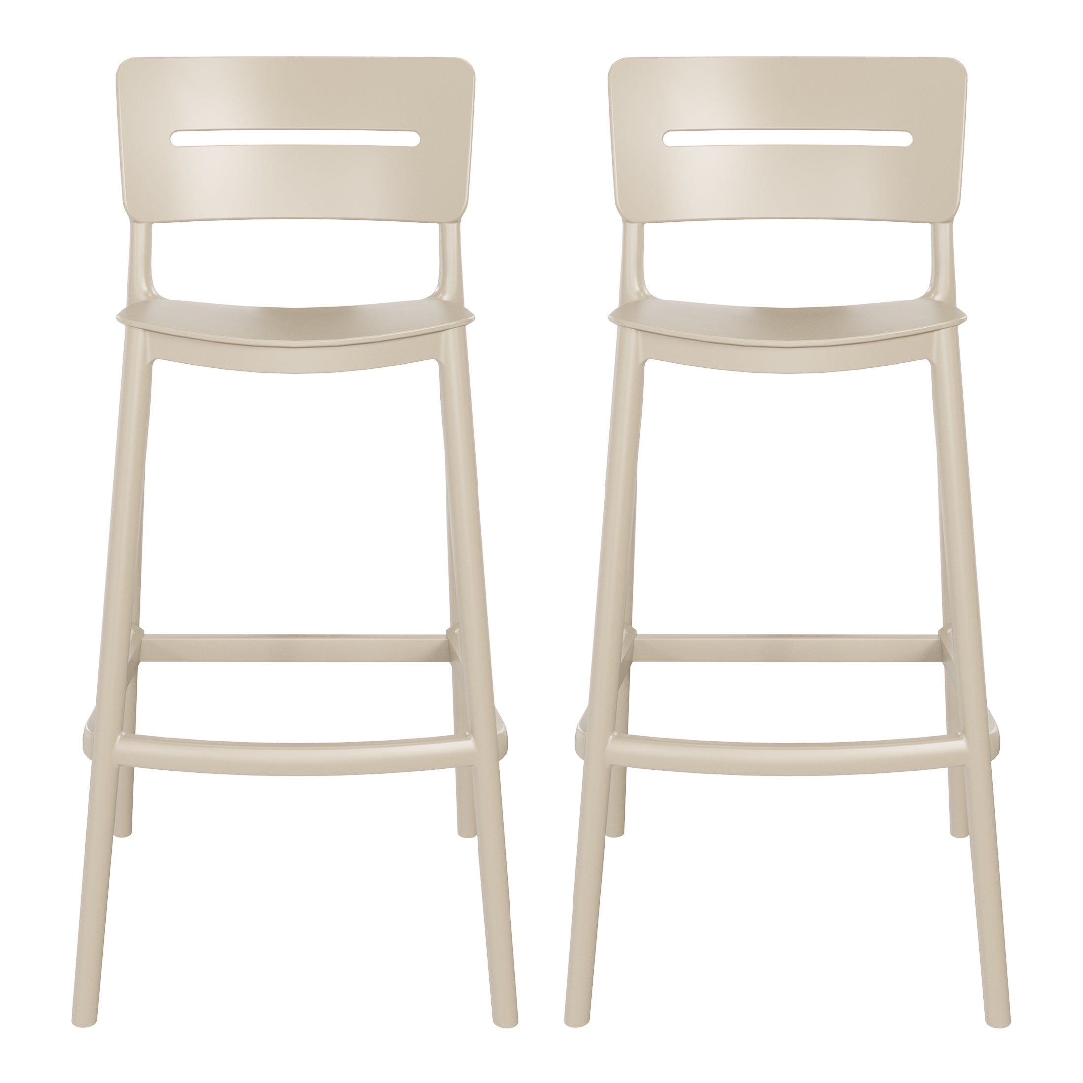 Sunshine Stackable Polypropylene Resin Plastic Outdoor Patio Bar Stools (Set of 2)