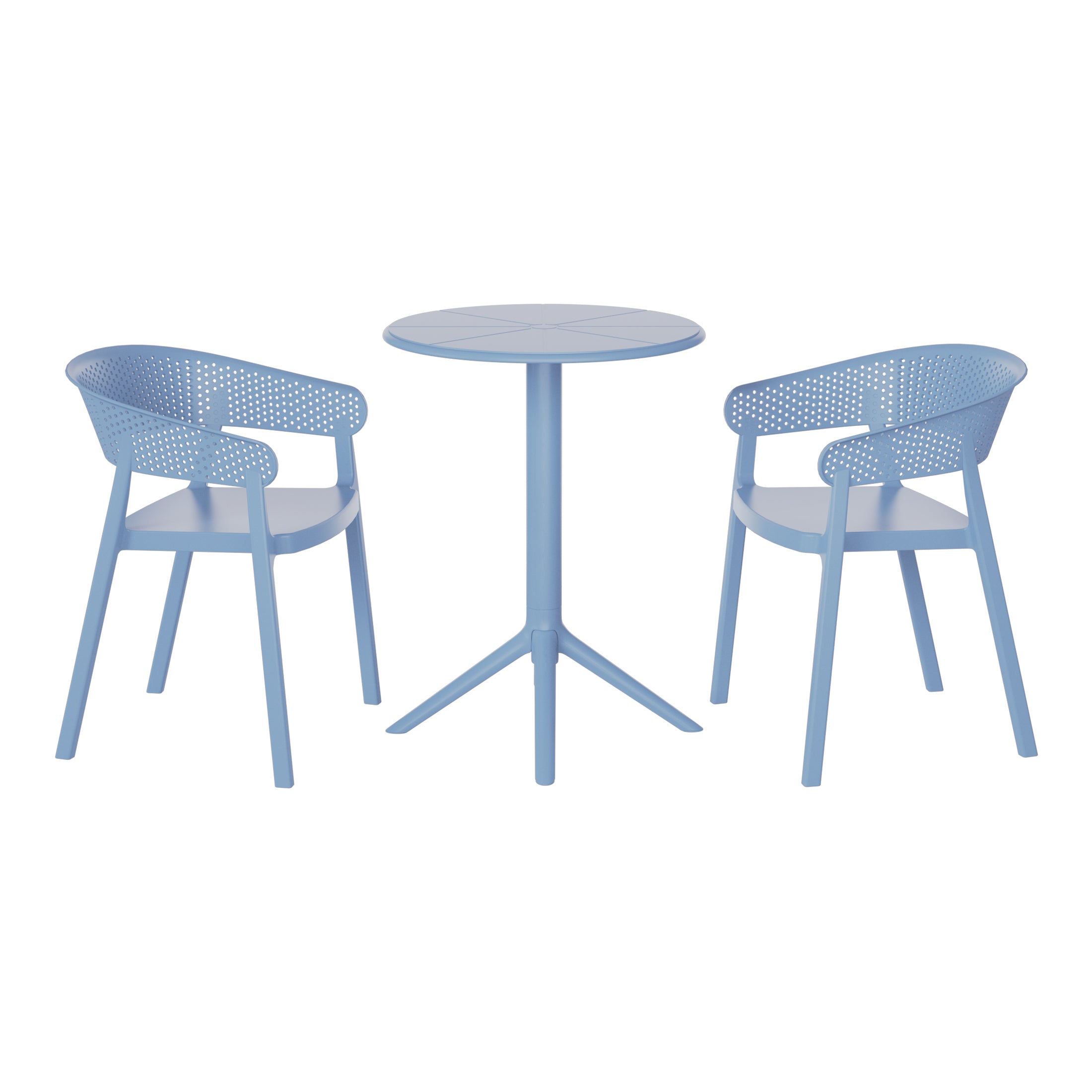 Sunshine 3-Piece Outdoor Resin Patio Bistro Table Set with Stackable Patio Dining Side Chairs