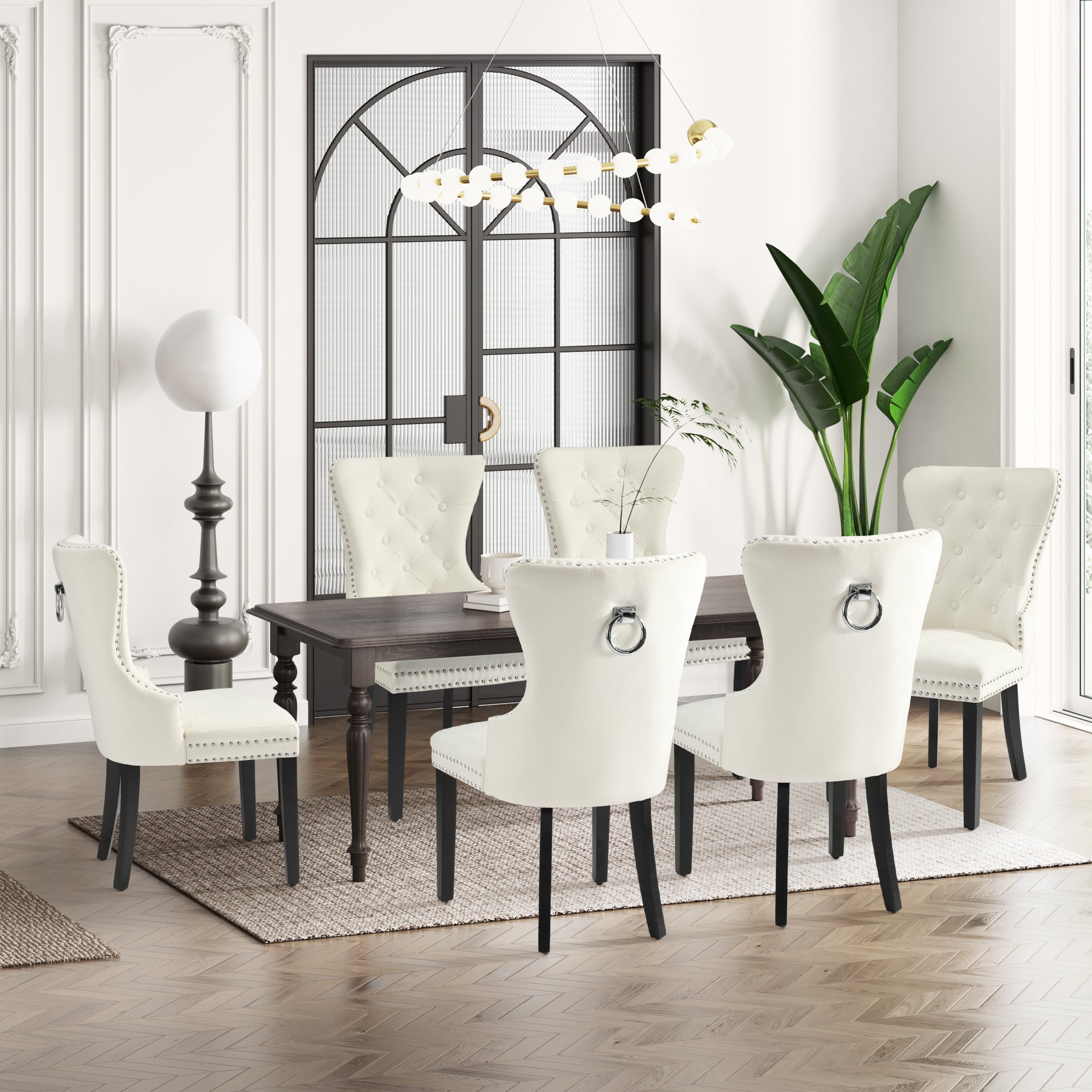 Hank Velvet Upholstered Tufted Dining Chairs (Set of 6)