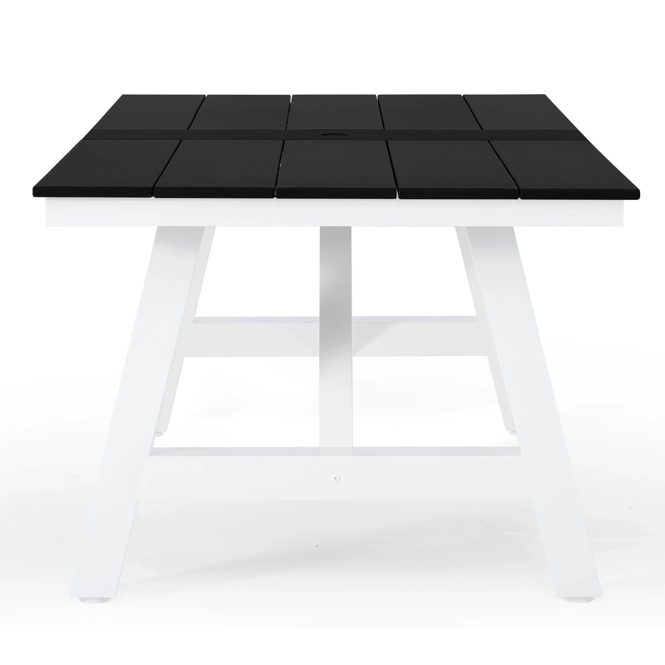 Stinson 72" HDPE Rectangle Outdoor Patio Dining Table With Umbrella Hole and Metal Frame