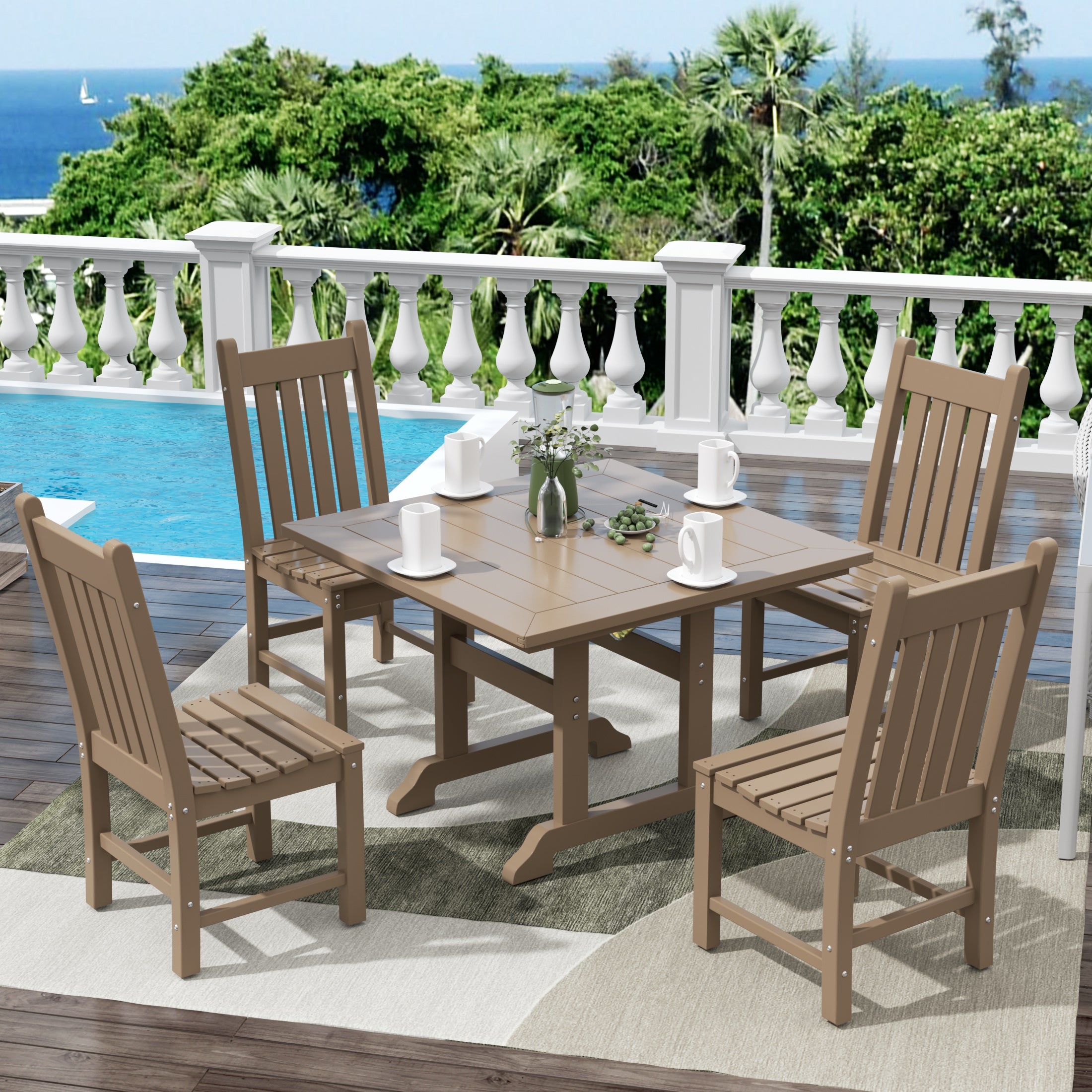 Paradise 5 Piece Outdoor Patio Dining Set Outdoor Square Table and Chair Set