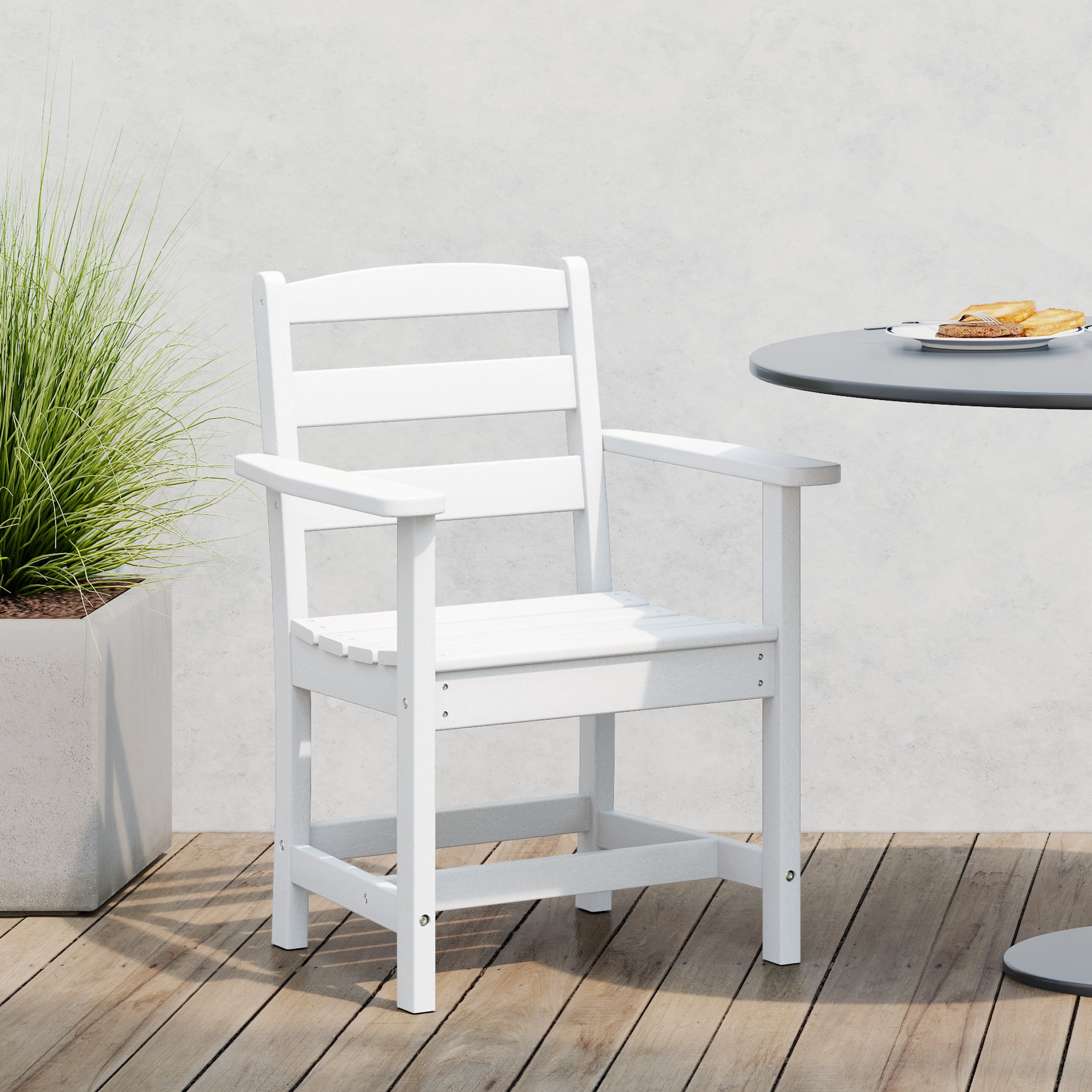 Palms Outdoor HDPE Patio Classic Dining Arm Chair