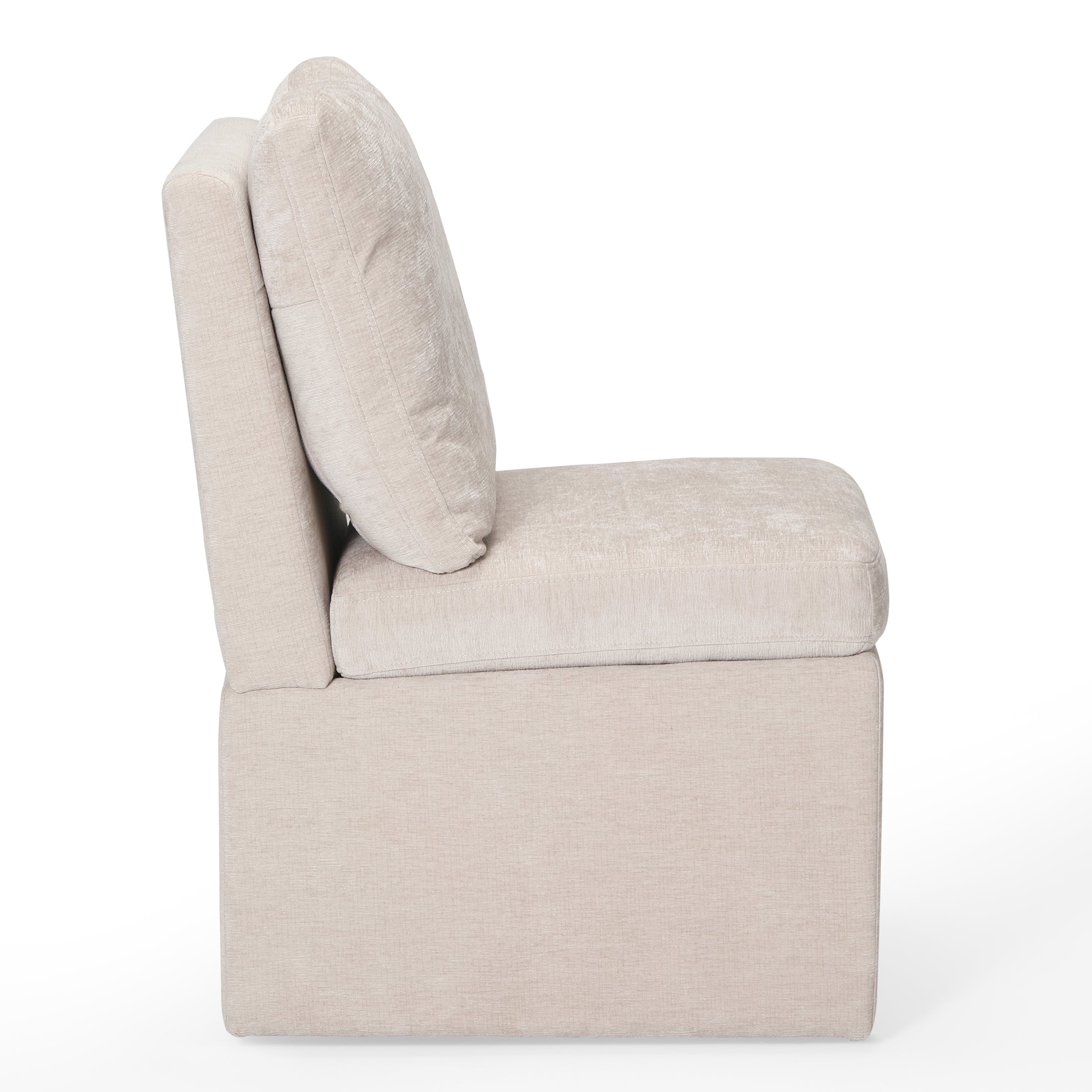 Danburry Modern Upholstered Chenille Armless Dining Chairs With Casters (Set of 6)