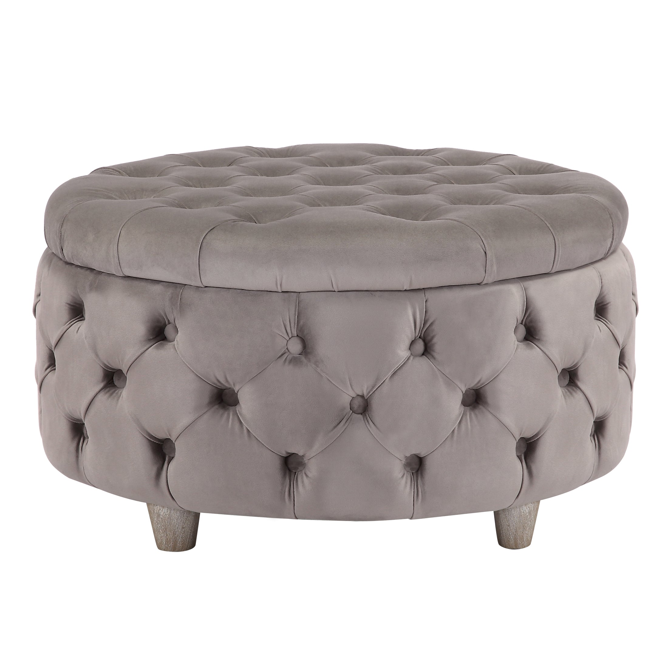 Hank Round Velvet Tufted Storage Ottoman
