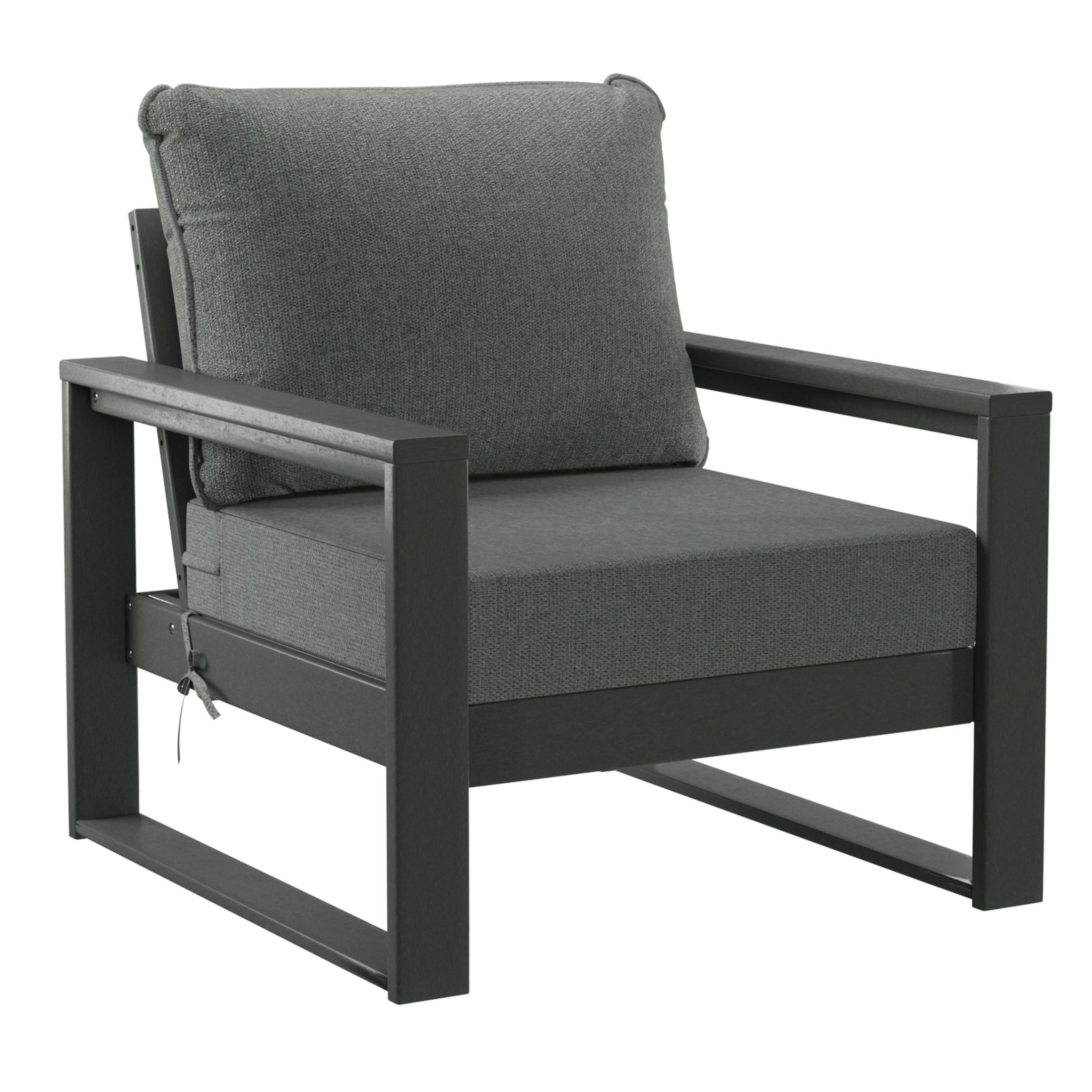 Rockaway Outdoor Modern HDPE Patio Club Chair with Waterproof Deep Seat Cushions (Set of 2)