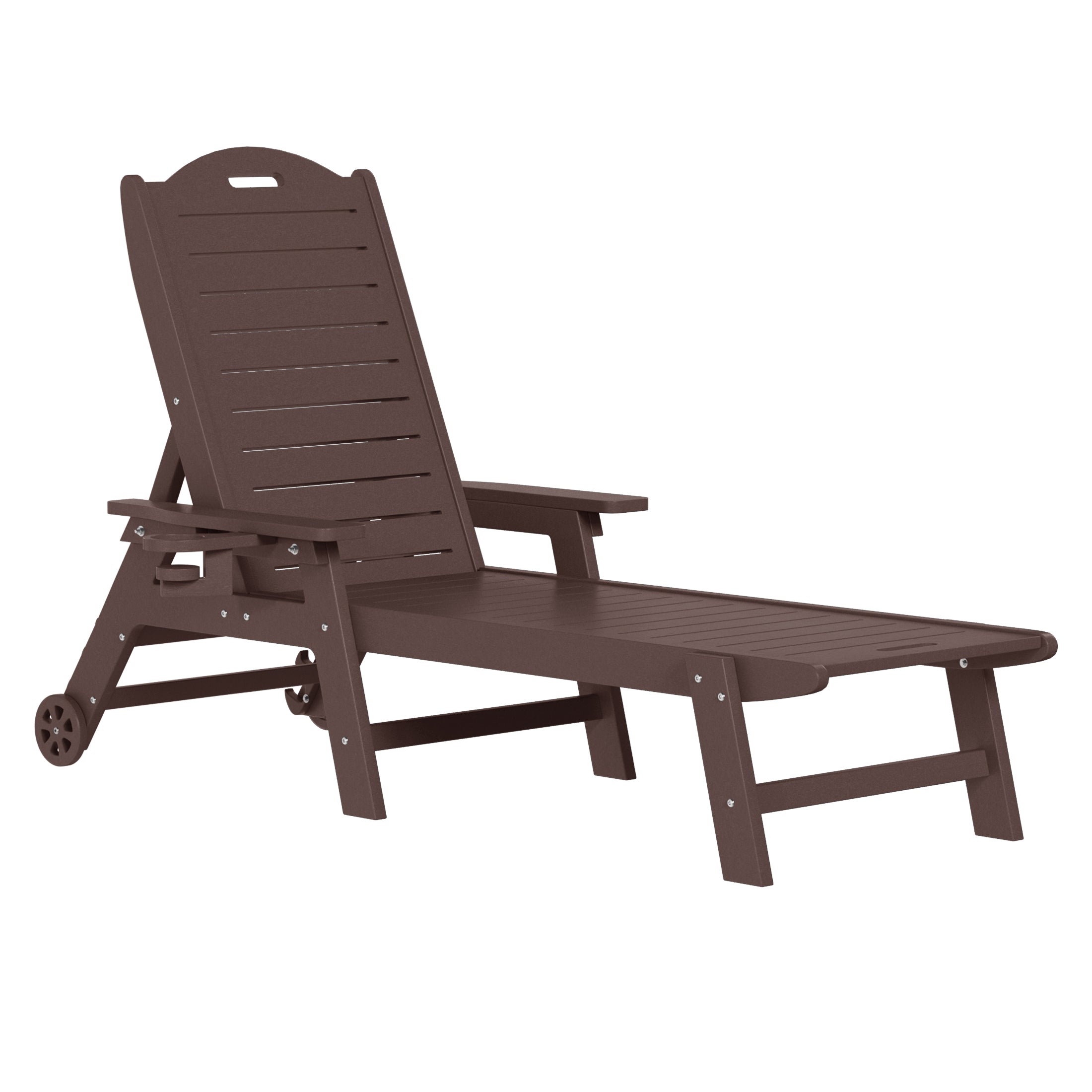 Lago 2-Piece Outdoor Patio Chaise Lounge Chair with Wheels & Cup Holder with Patio Side Table