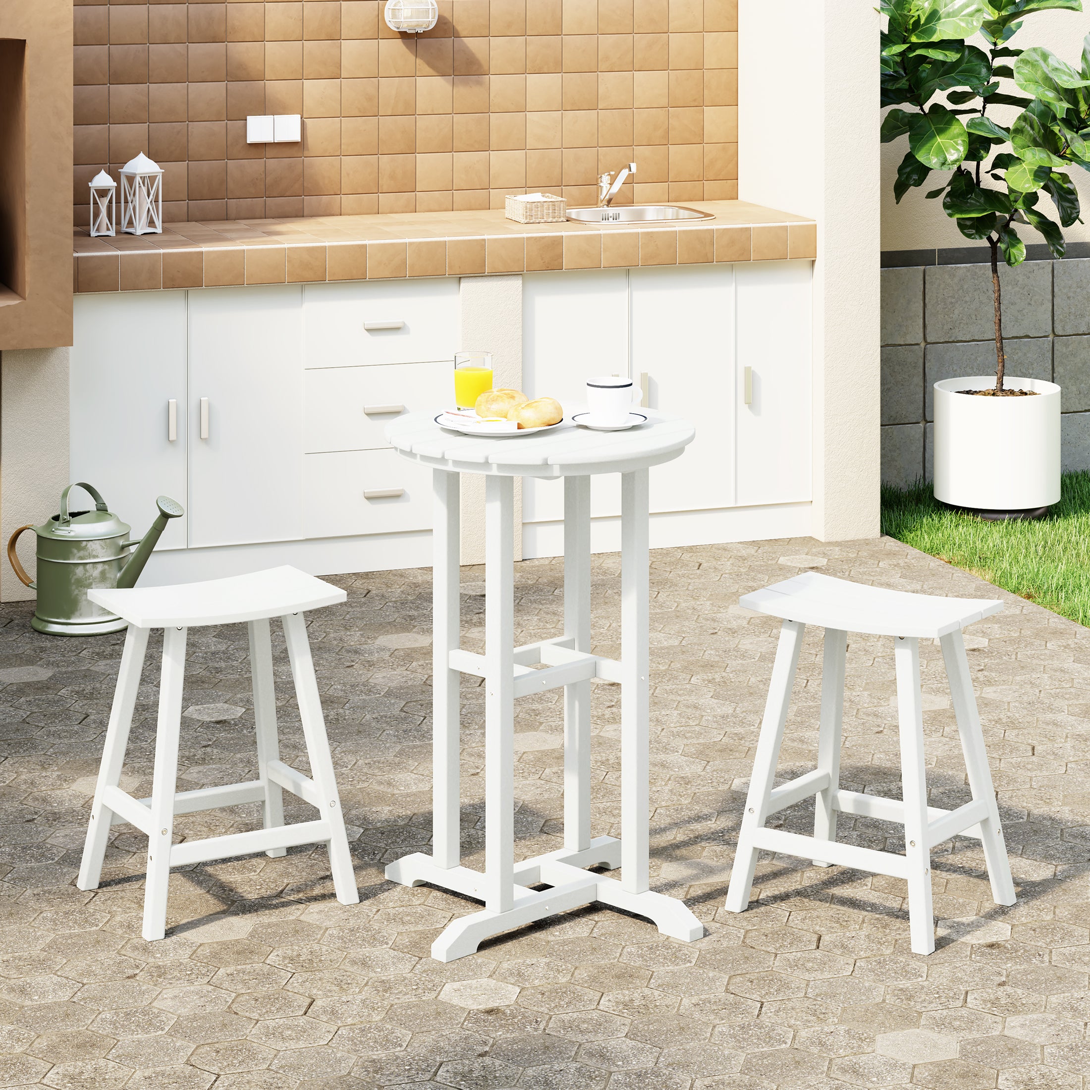 Paradise Outdoor Patio Counter Height Bar Stools Bistro Bar Table Set