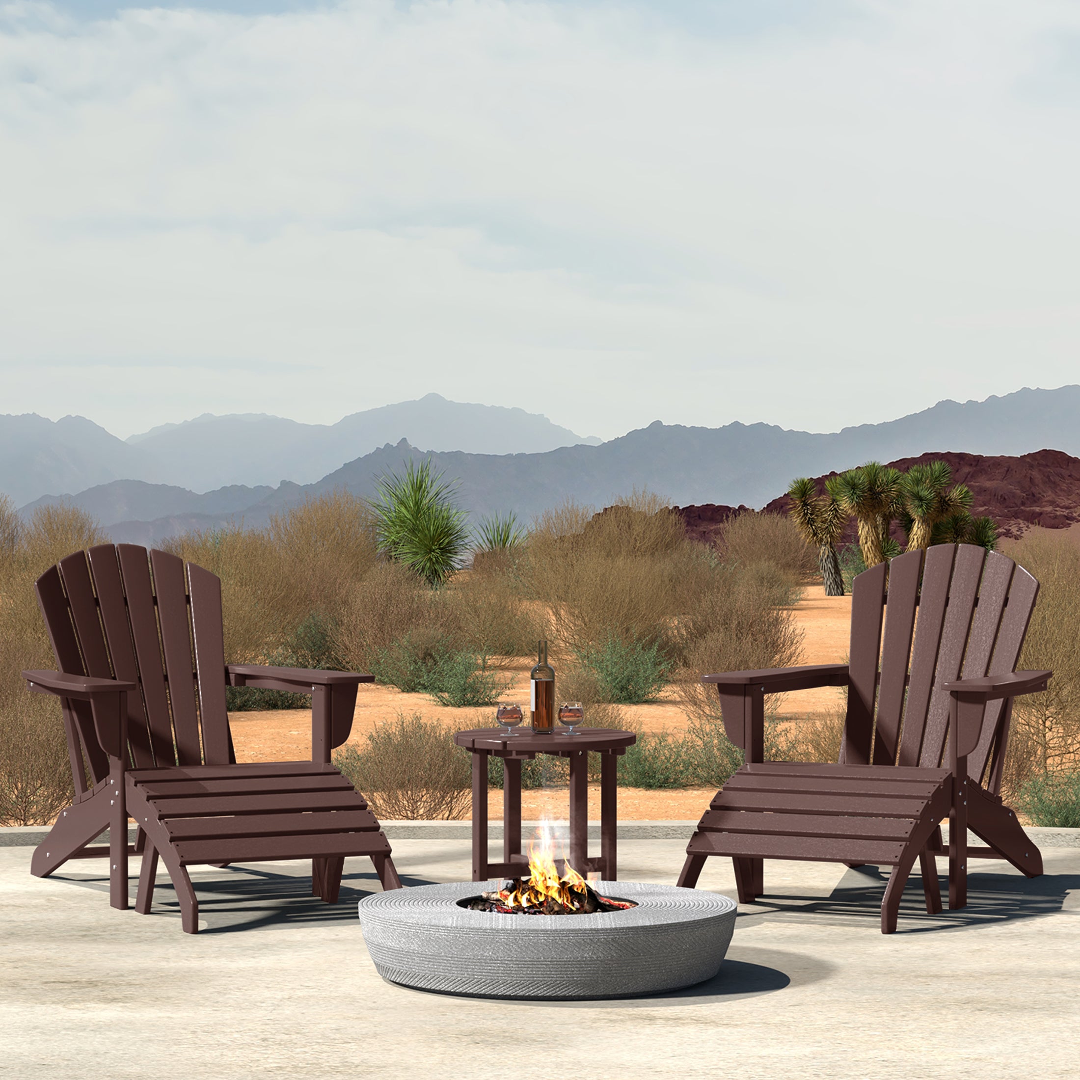 Portside Outdoor Adirondack Chair With Ottoman And Side Table 5-Piece Set