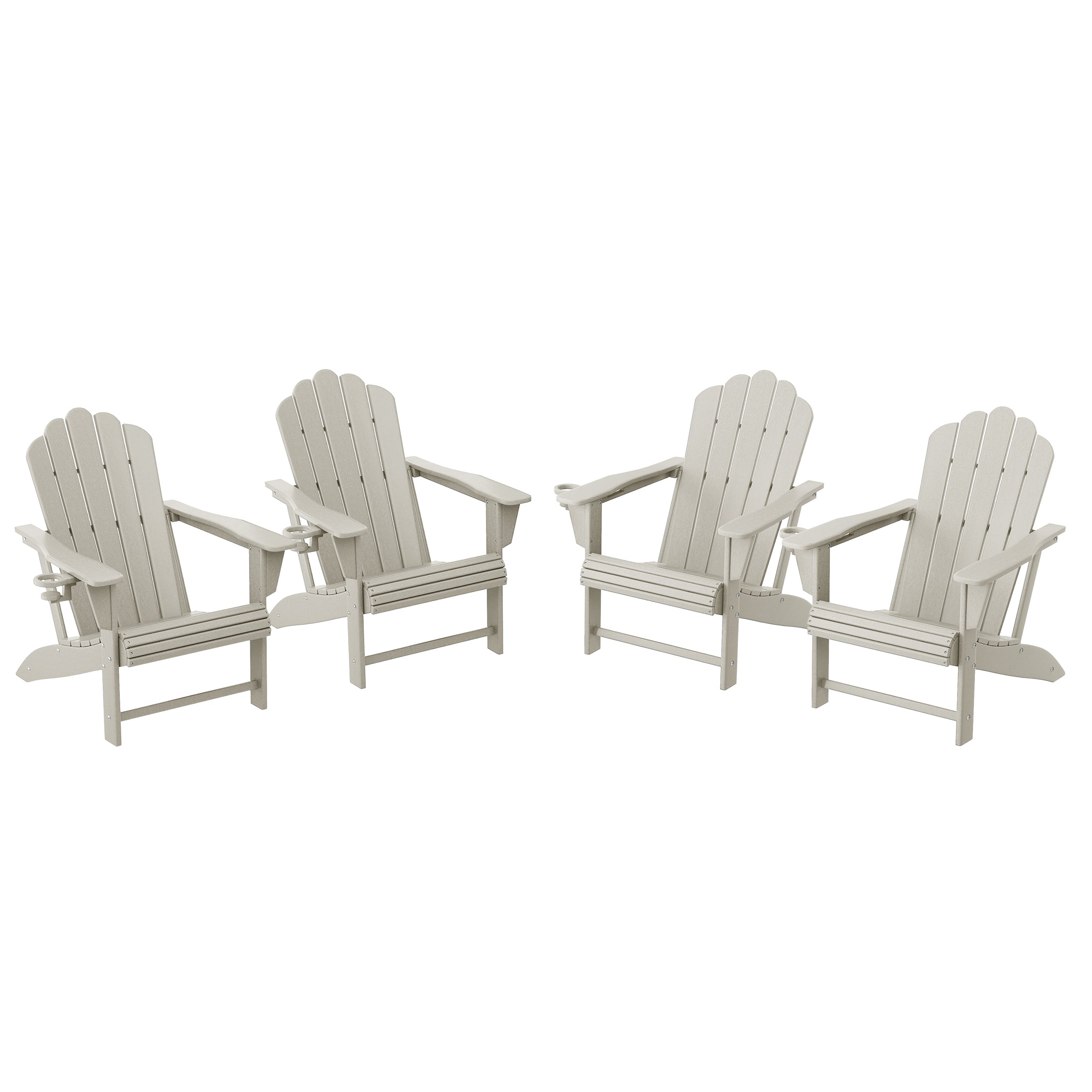 Lakeview Outdoor Patio HDPE Adirondack Chairs With Cup Holders (Set of 4)
