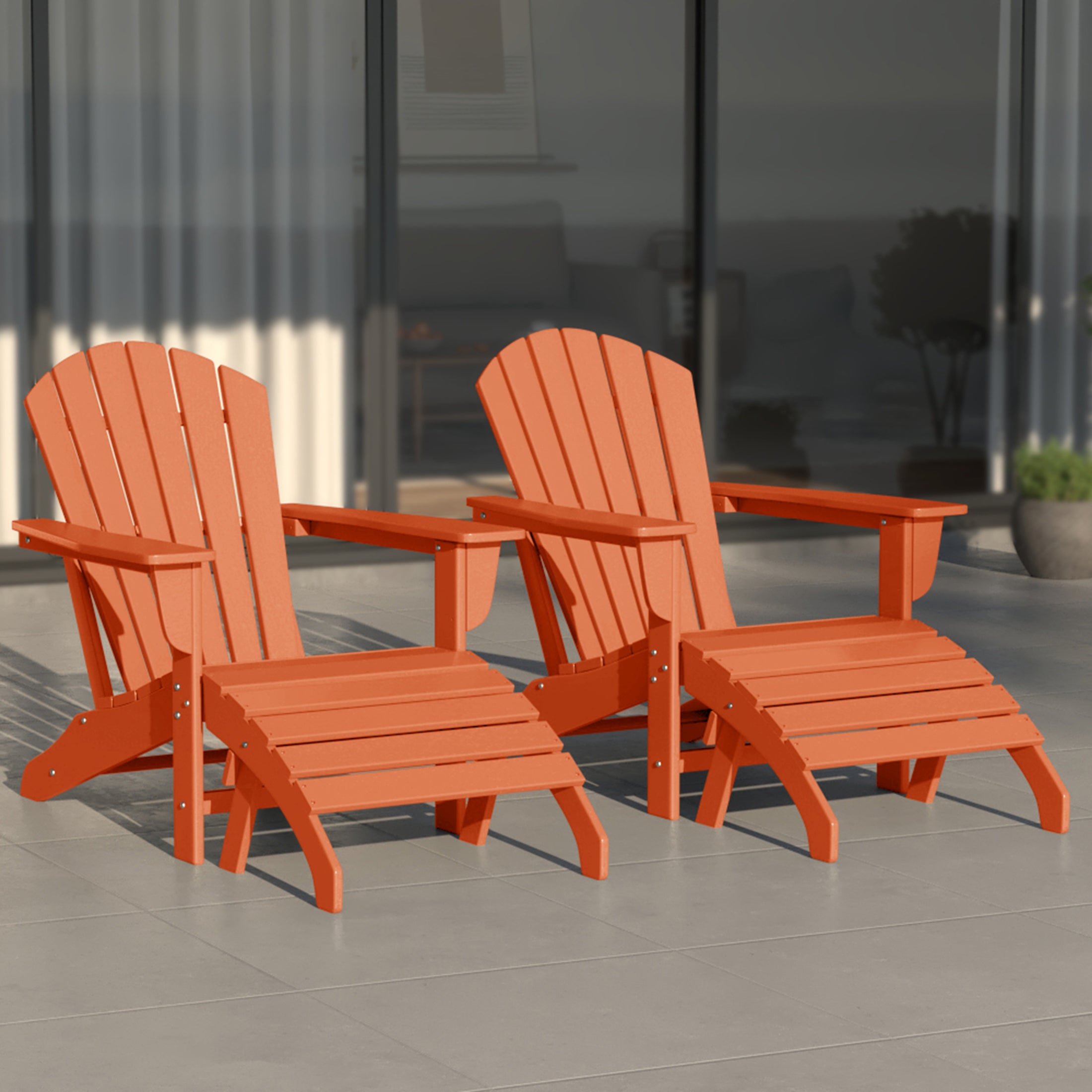 Portside Outdoor Adirondack Chair With Ottoman 4-Piece Set