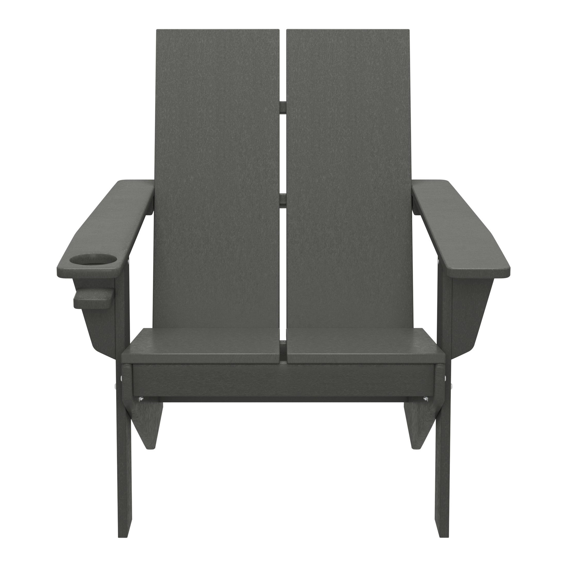 Seaview Outdoor HDPE Modern Adirondack Chair with Cup Holder (Set of 2)