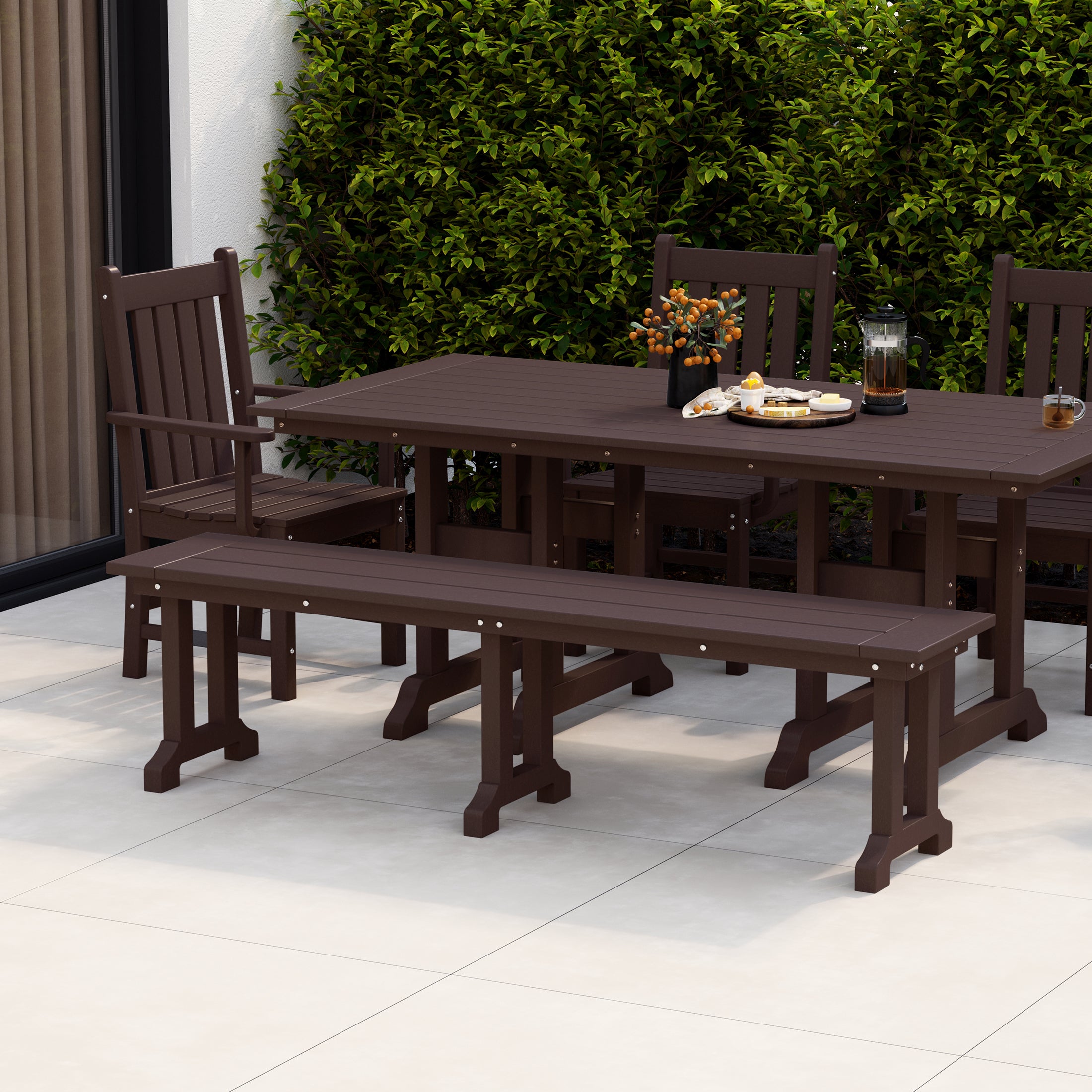 Paradise 65" Outdoor Patio Trestle Dining Bench
