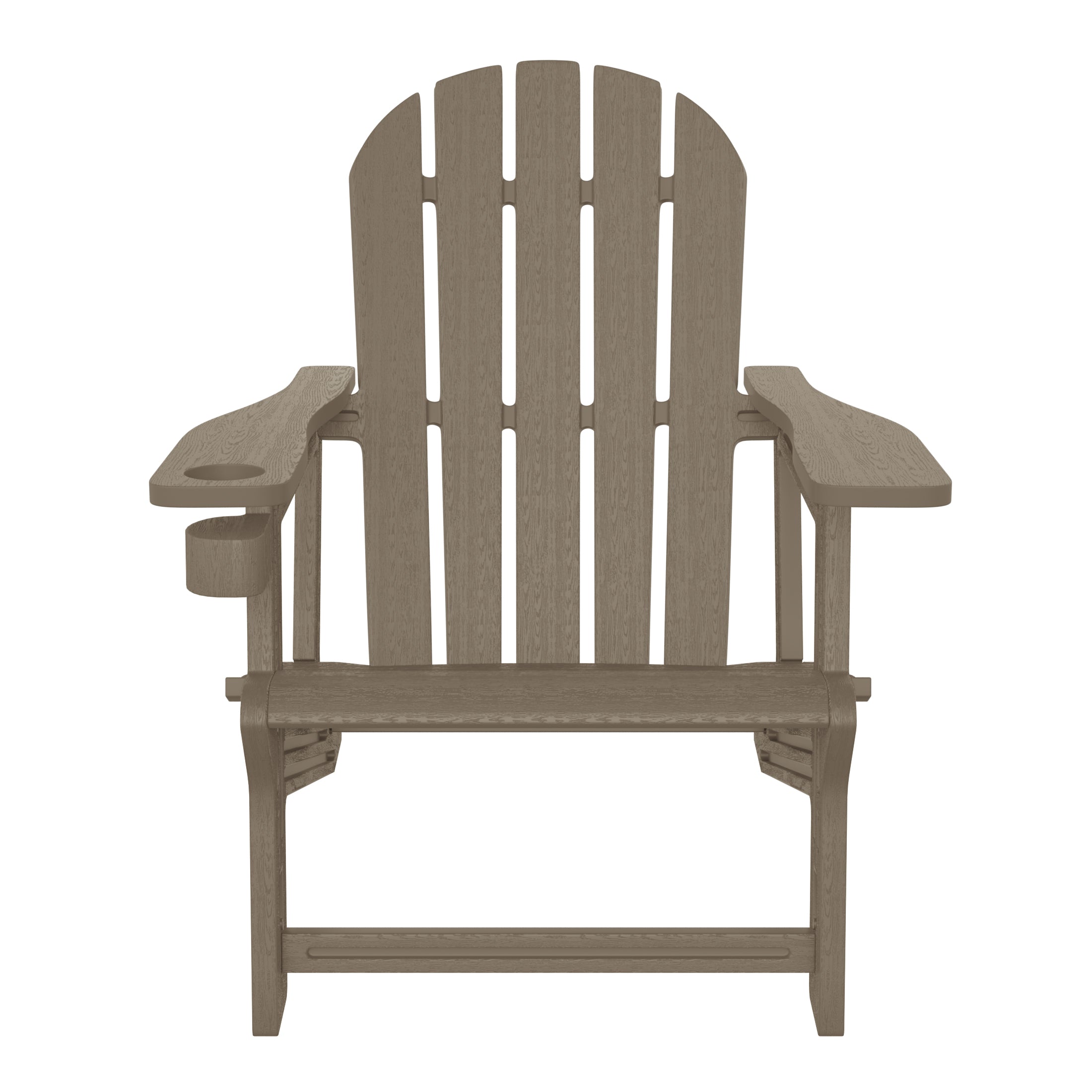 Cayman Tool-Free Assembly Outdoor Patio HDPE Plastic Adirondack Chair with Cup Holder