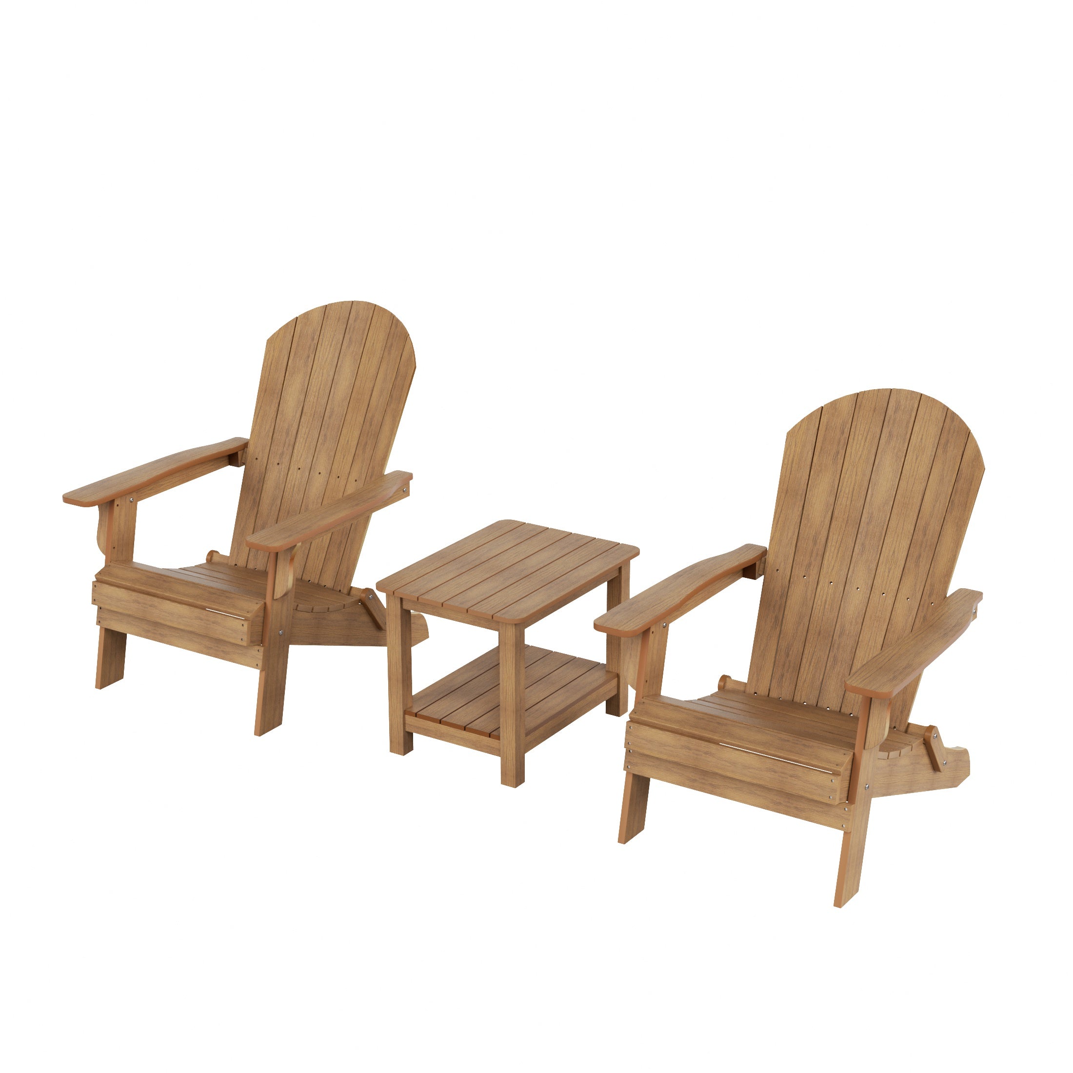 Florence 3PC HIPS Outdoor Adirondack Seashell Chair Set With Side Table