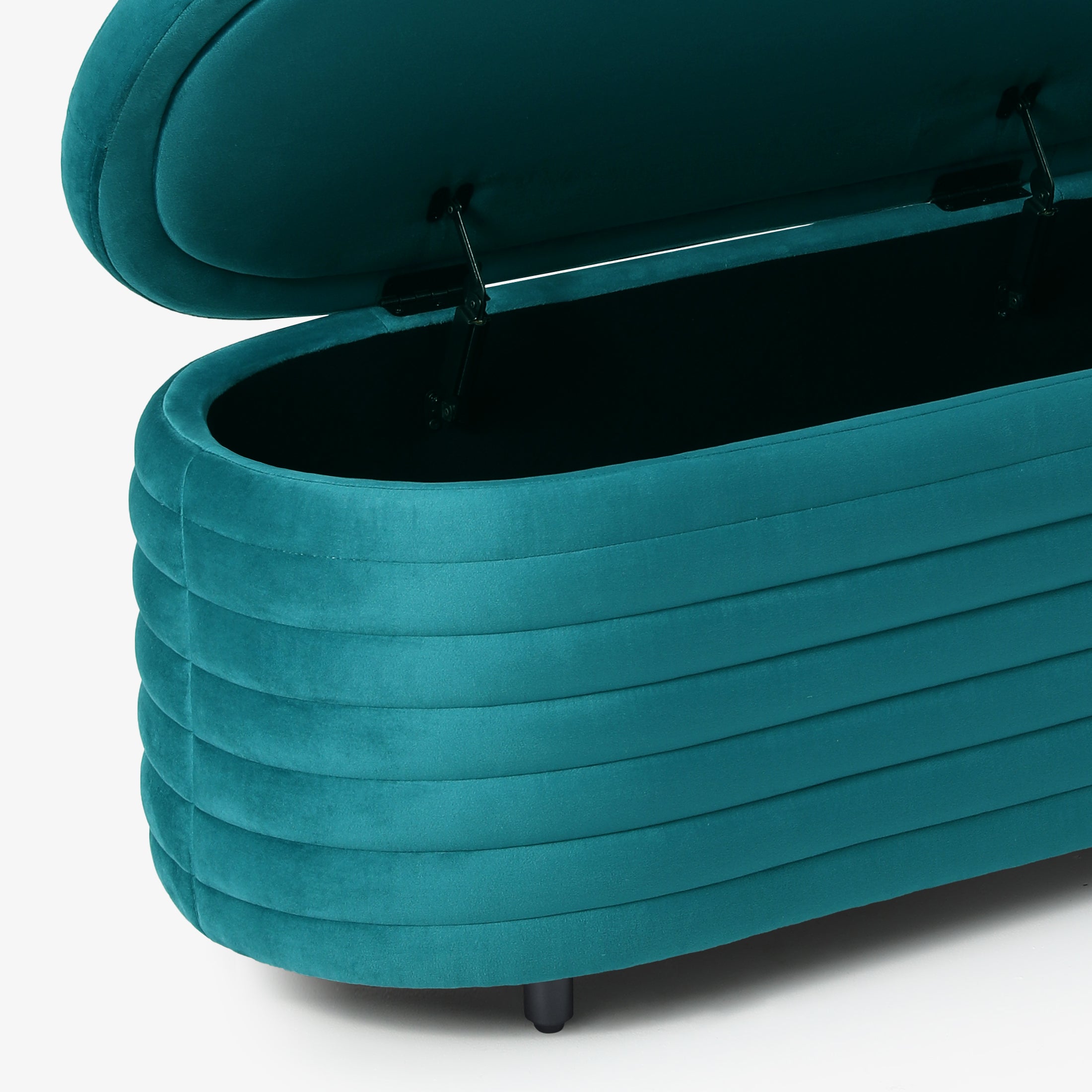 Alaia 42" Wide Mid-Century Modern Upholstered Velvet Tufted Oval Storage Ottoman Bench