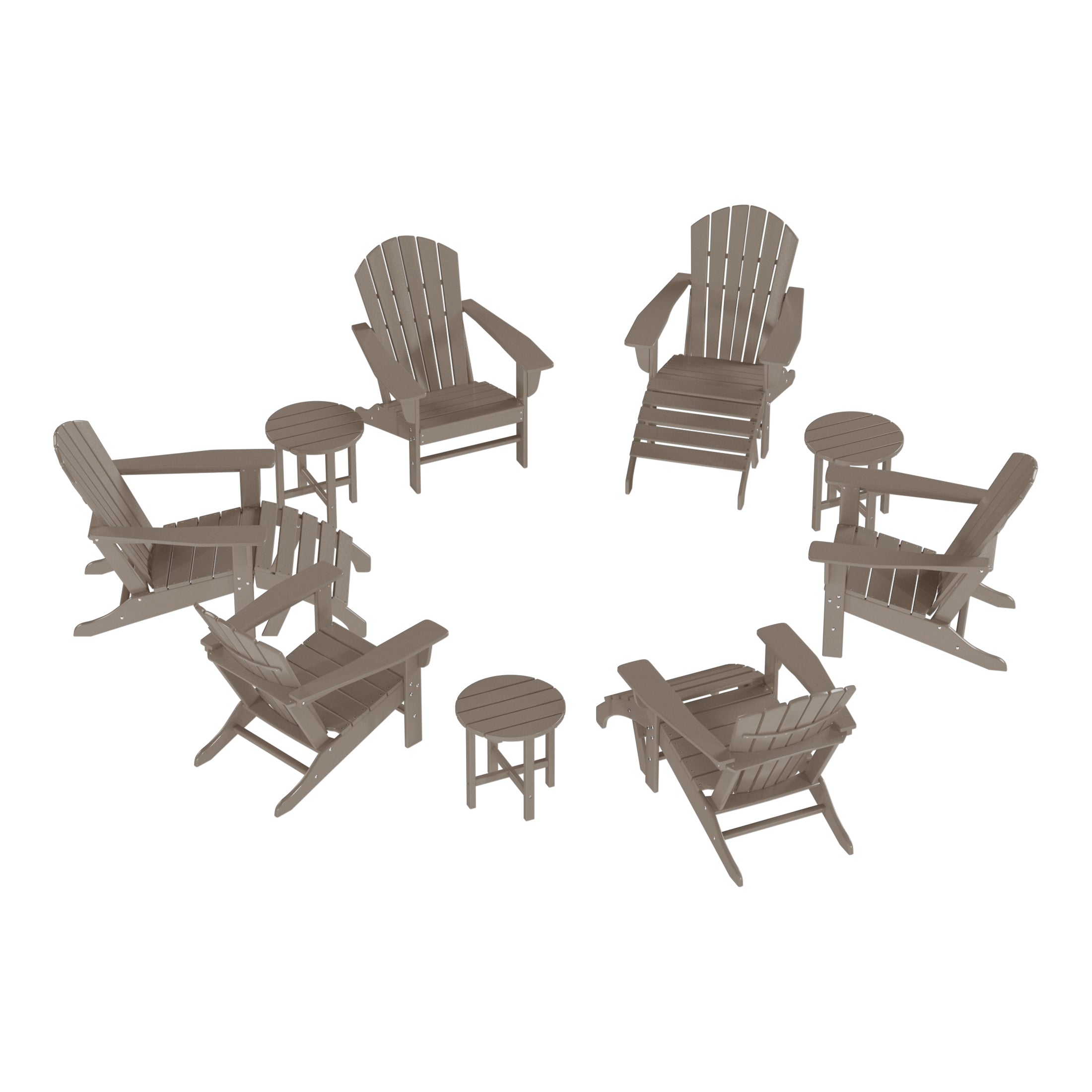 Portside 12 Piece Outdoor Adirondack Chair With Ottoman And Side Table