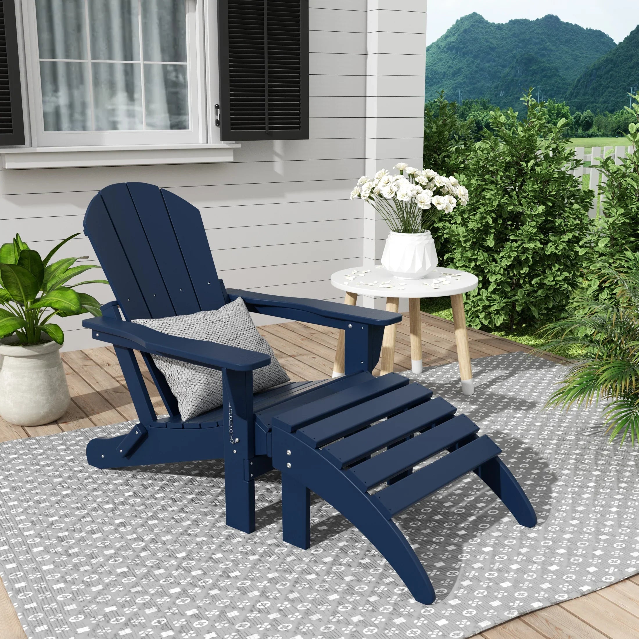 Houttuynia cordata ホーチュニア　コターダ　ベスト　ネイビー PARADISE 2-Piece Outdoor Patio Adirondack Chair with Footrest