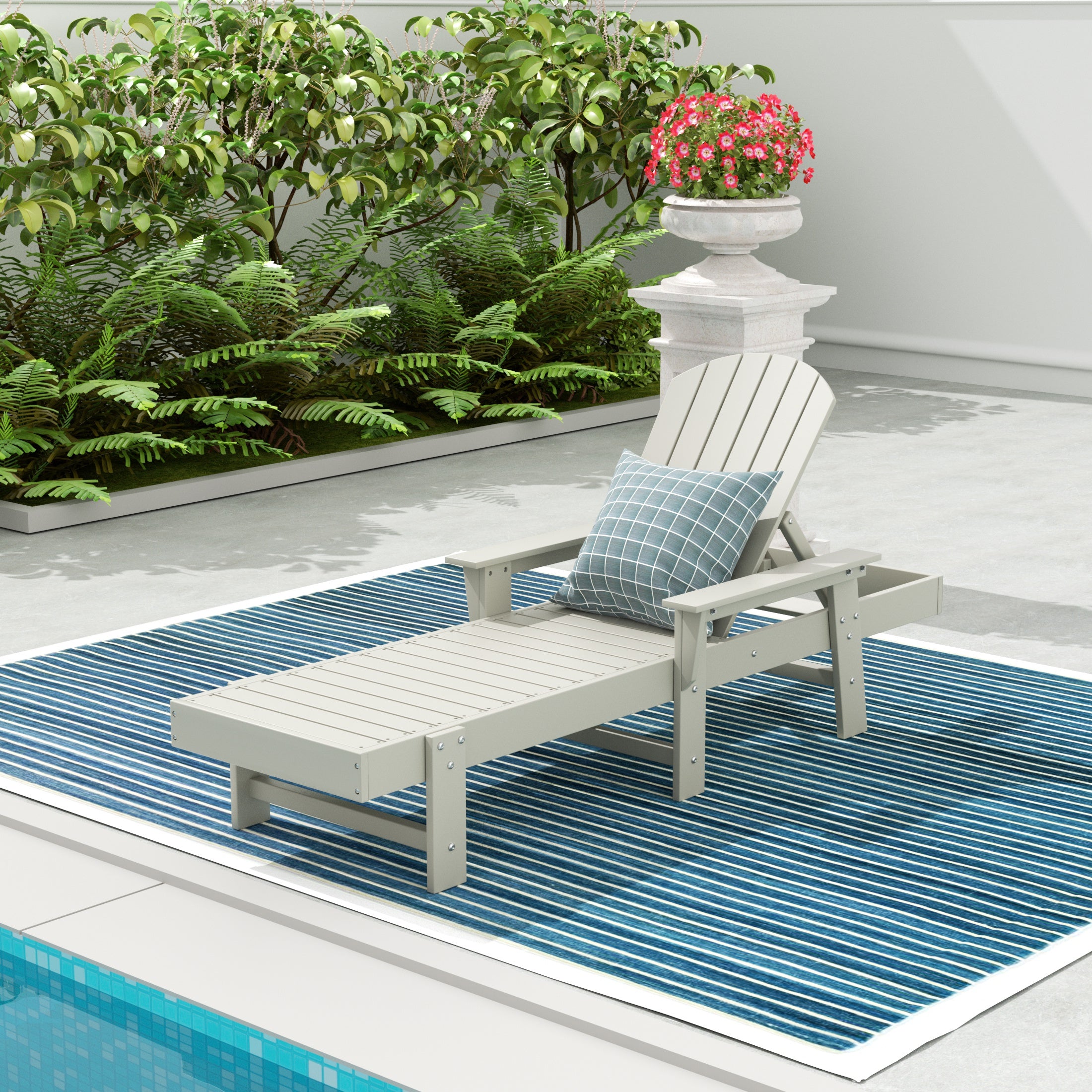 Portside Adirondack Poly Reclining Chaise Lounge With Arms
