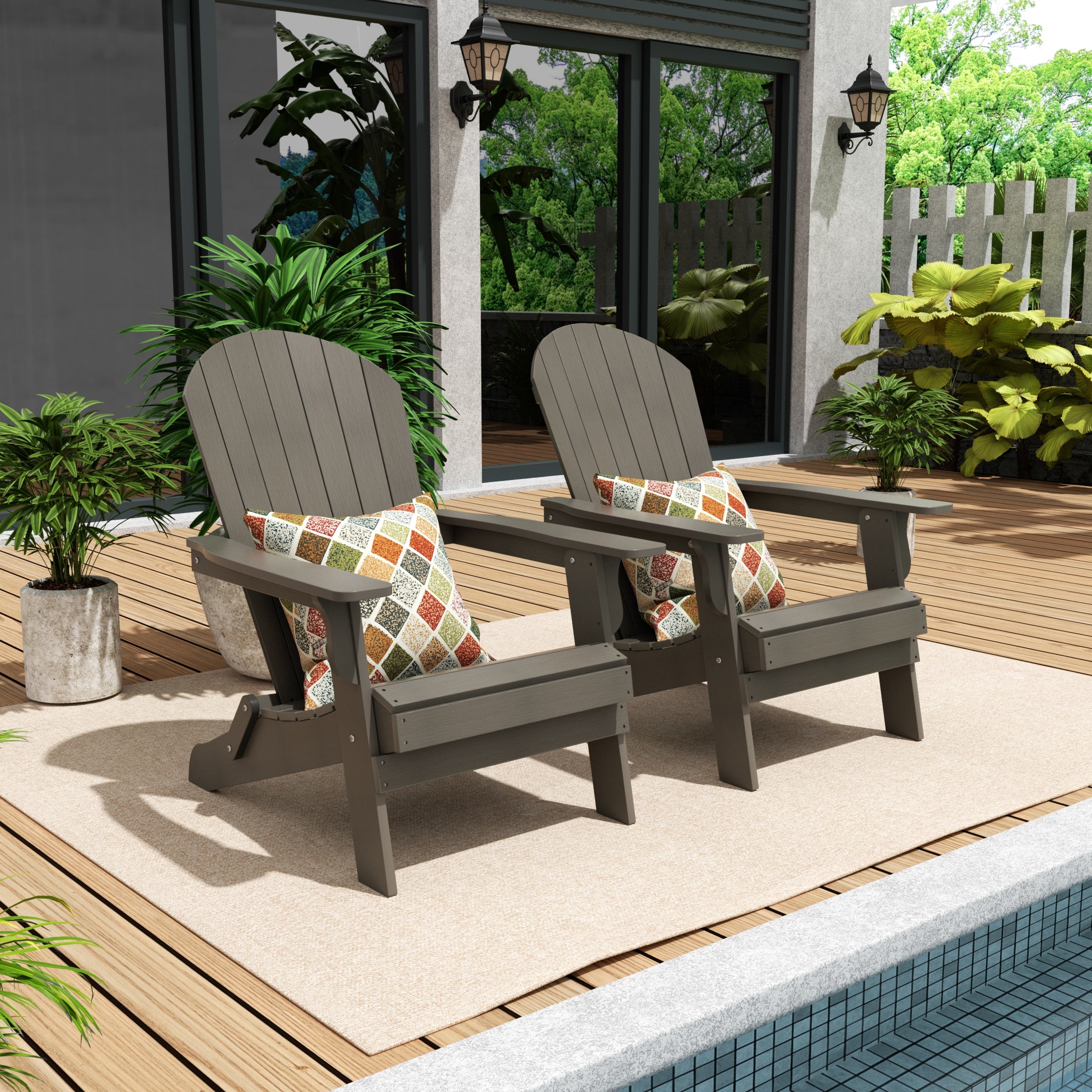 Florence HIPS Outdoor Folding Adirondack Seashell Chair (Set of 2)