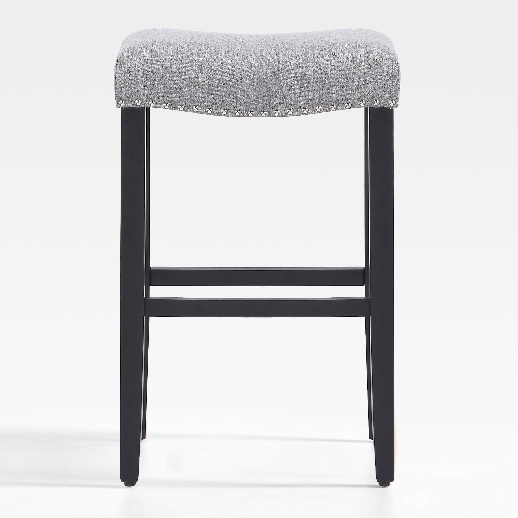 Bulmon 29" upholstered nail head bar counter stools with Black color legs