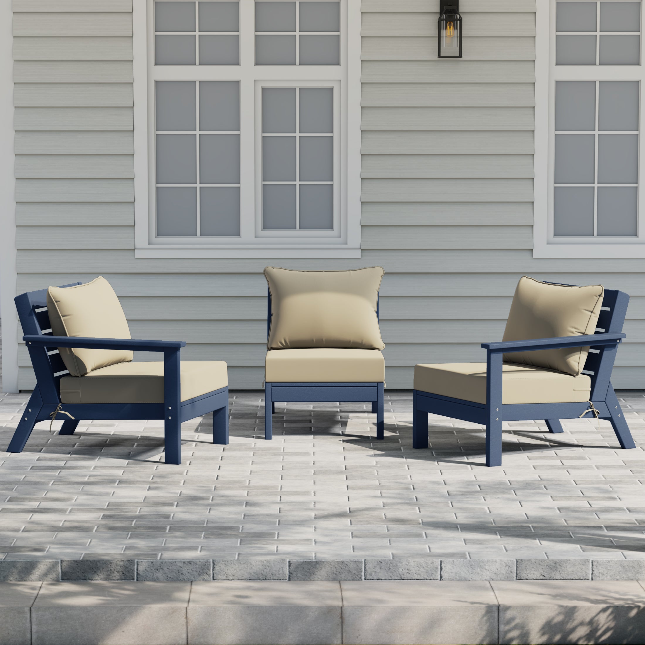 Portsmouth Outdoor Patio HDPE Sectional Sofa with Patio Cushions