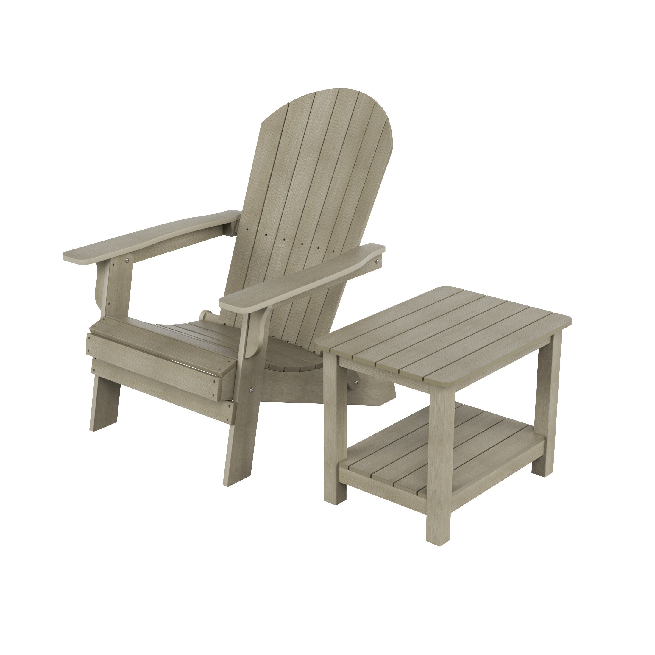Florence HIPS Outdoor Folding Adirondack Seashell Chair With Side Table