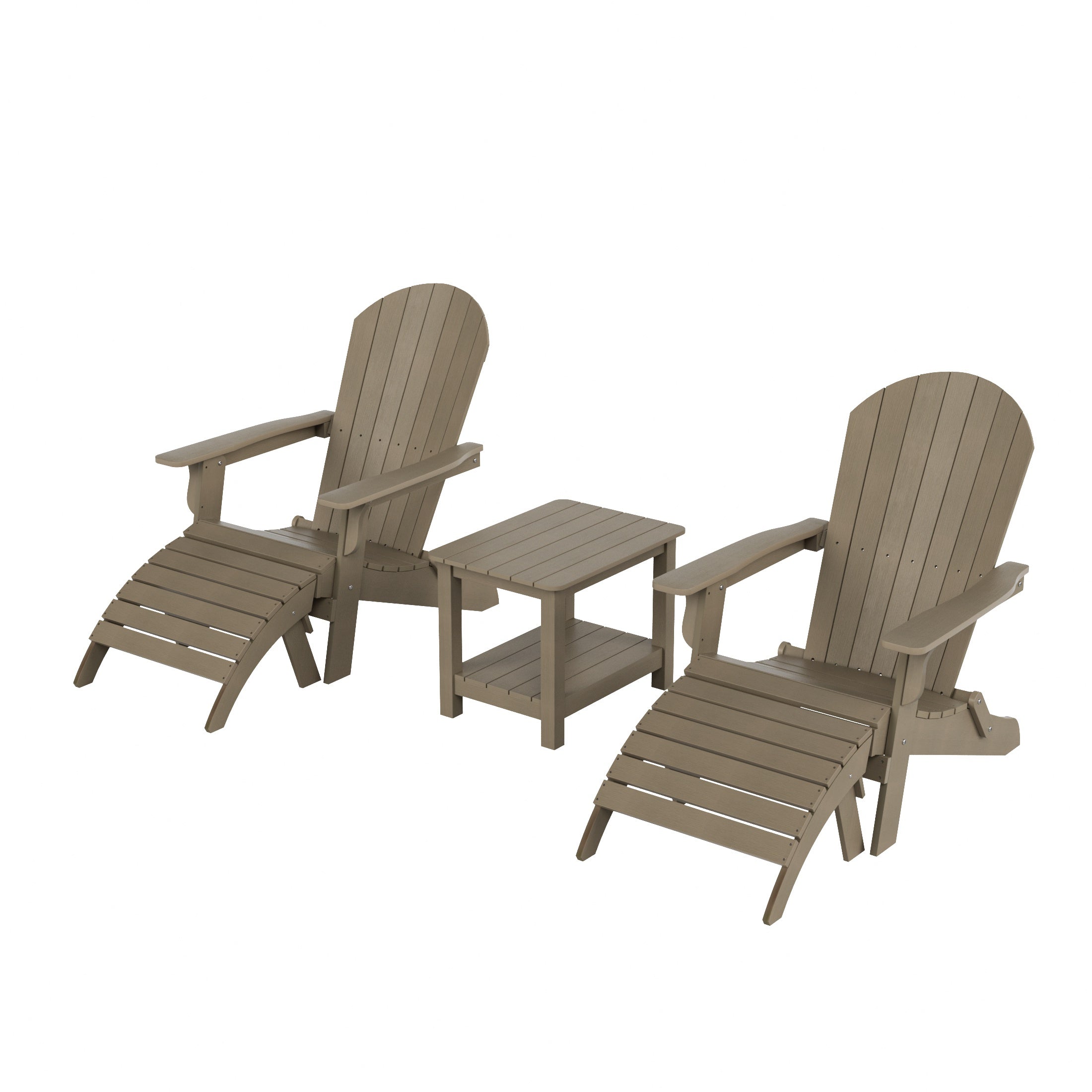 Florence 5-Piece HIPS Outdoor Folding Adirondack Seashell Chair With Folding Ottoman And Side Table