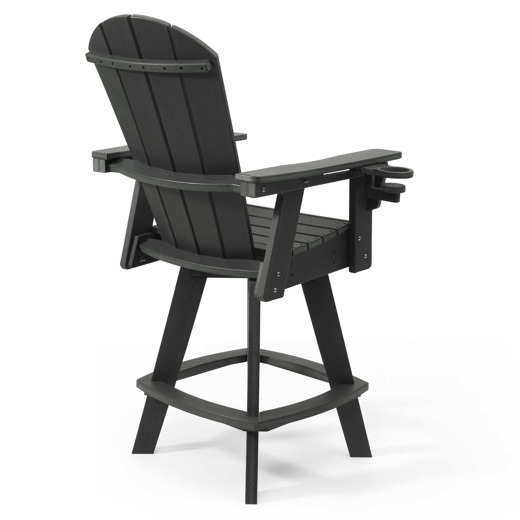 Paradise Outdoor HDPE Swivel Adirondack Bar Height Chair With Cup Holder