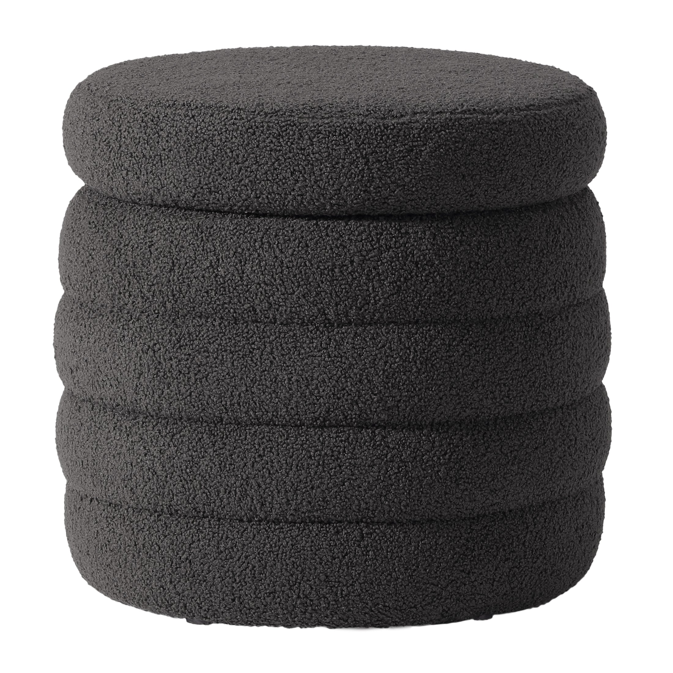 Celine Mid-Century Modern Sherpa Swivel Barrel Accent Chair With Storage Ottoman