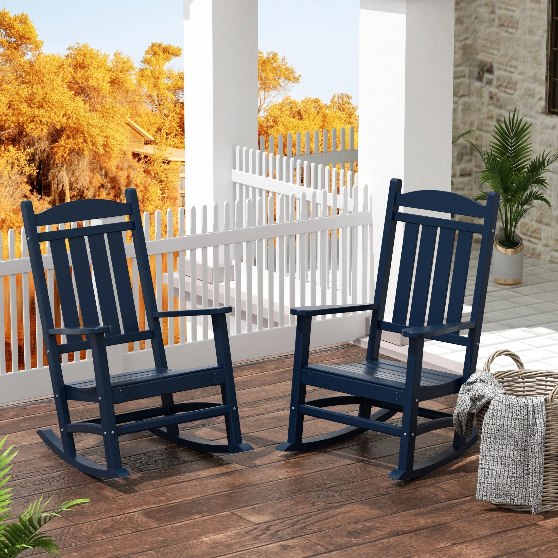 LAKEHOUSE Classic Plastic Outdoor Porch Rocking Chairs (Set of 2