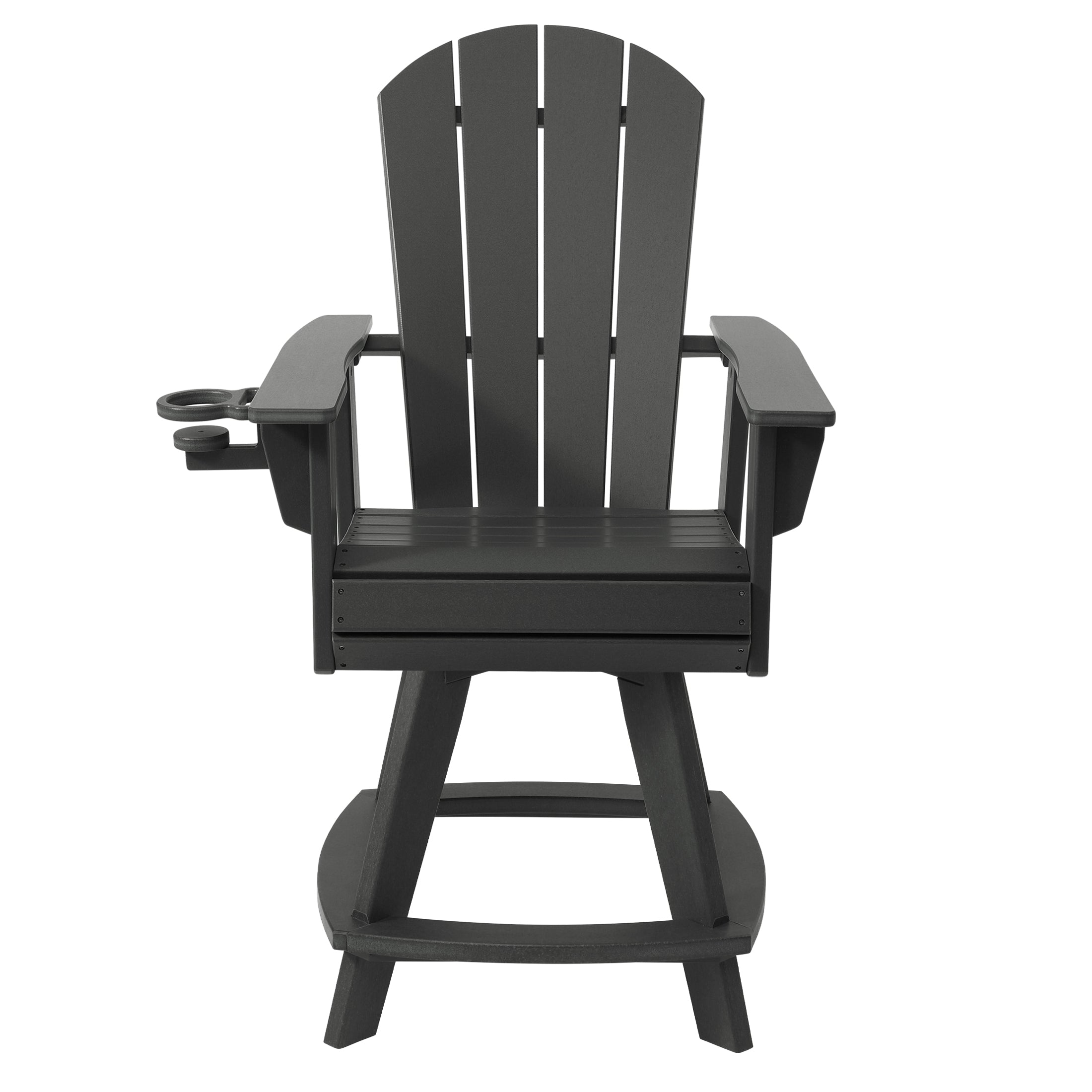 Paradise Outdoor HDPE Adirondack Swivel Counter Height Bar Chair With Cup Holder