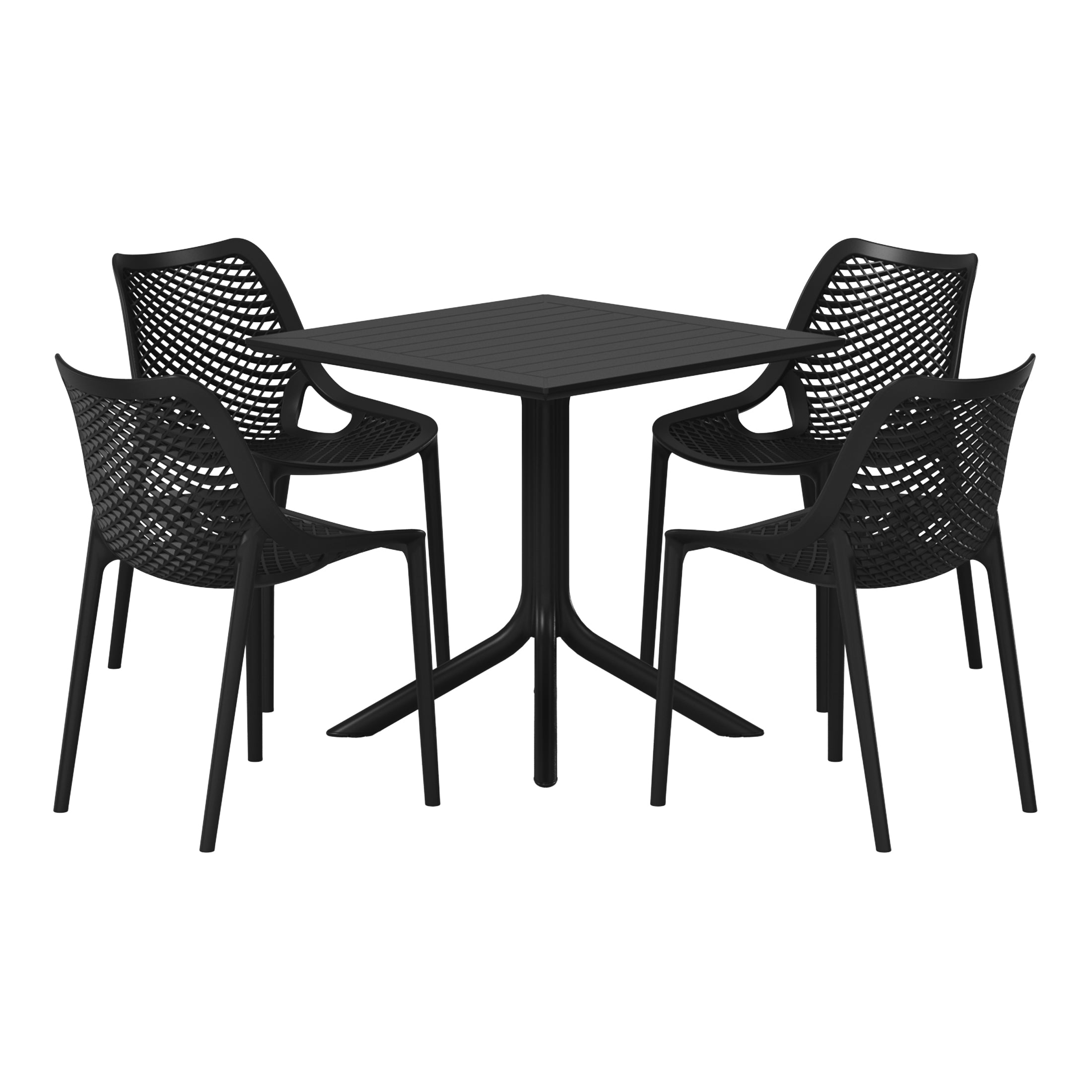 Sunshine 5-Piece Resin Square Patio Dining Table Set with Stackable Patio Dining Chairs