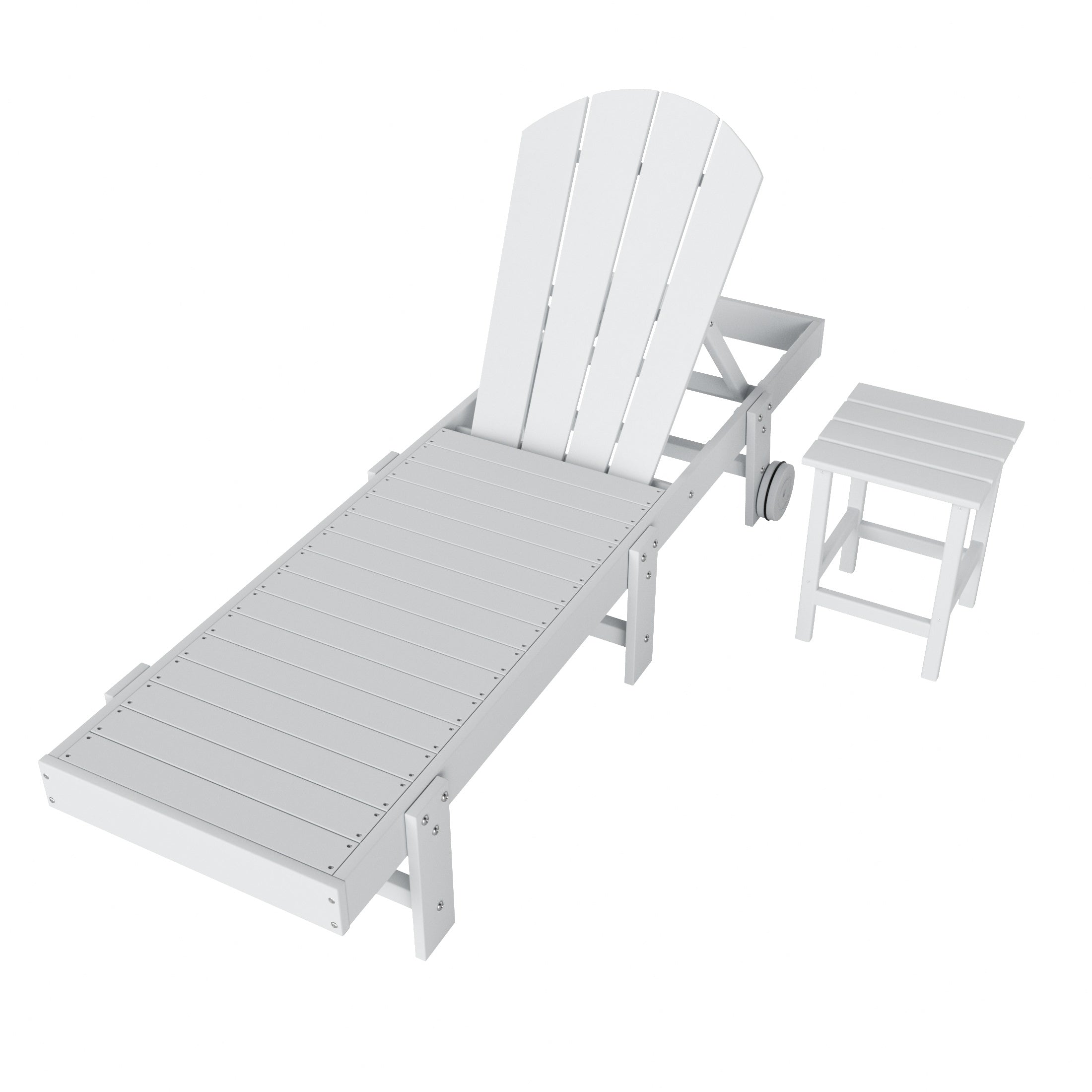 Paradise 2 Piece Adirondack Poly Reclining Chaise Lounge With Wheels