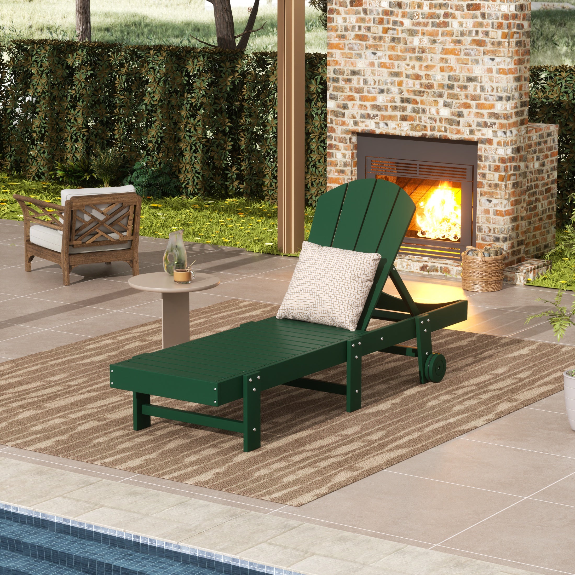 Paradise Adirondack Poly Reclining Chaise Lounge With Wheels