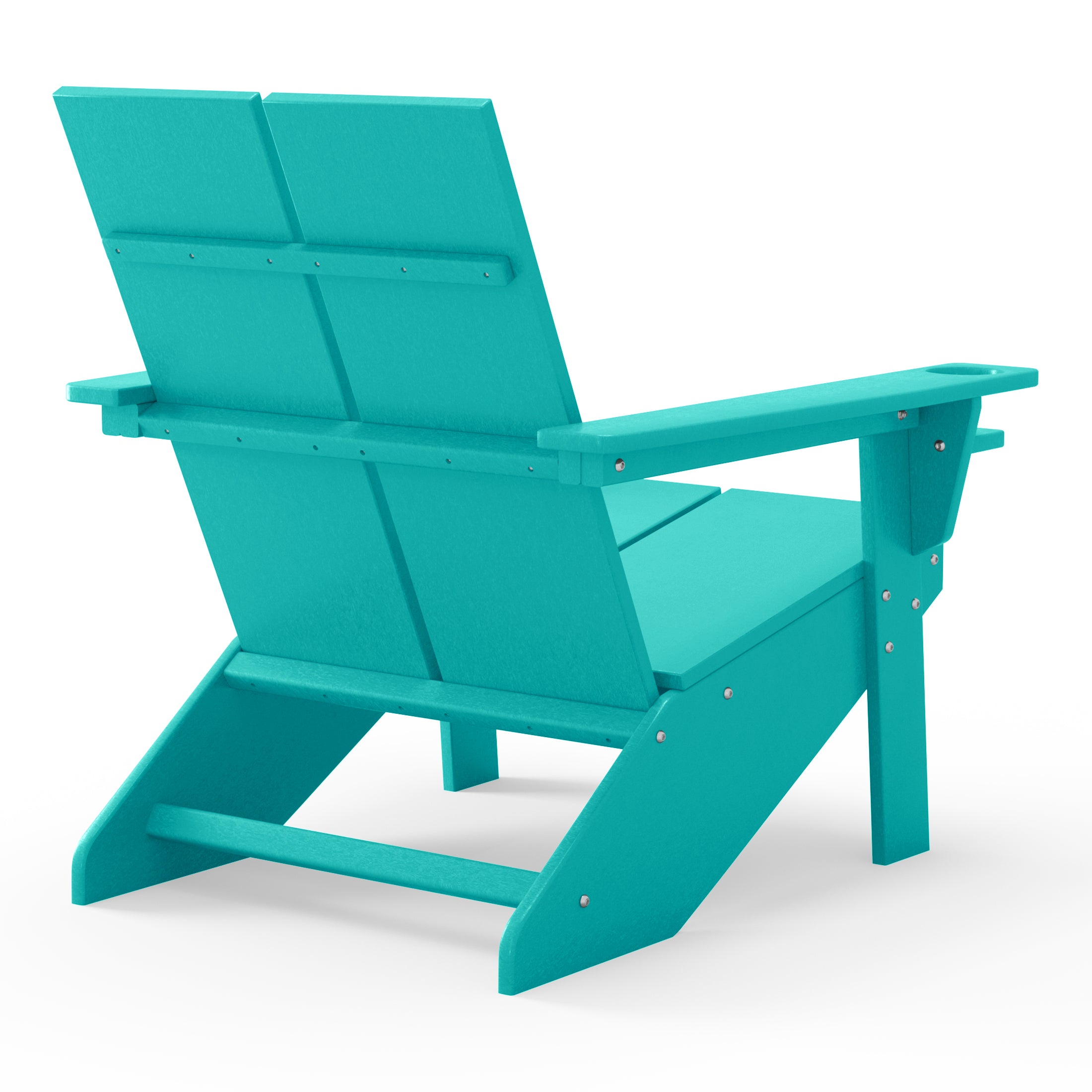 Seaview Outdoor HDPE Modern Adirondack Chair with Cup Holder (Set of 2)
