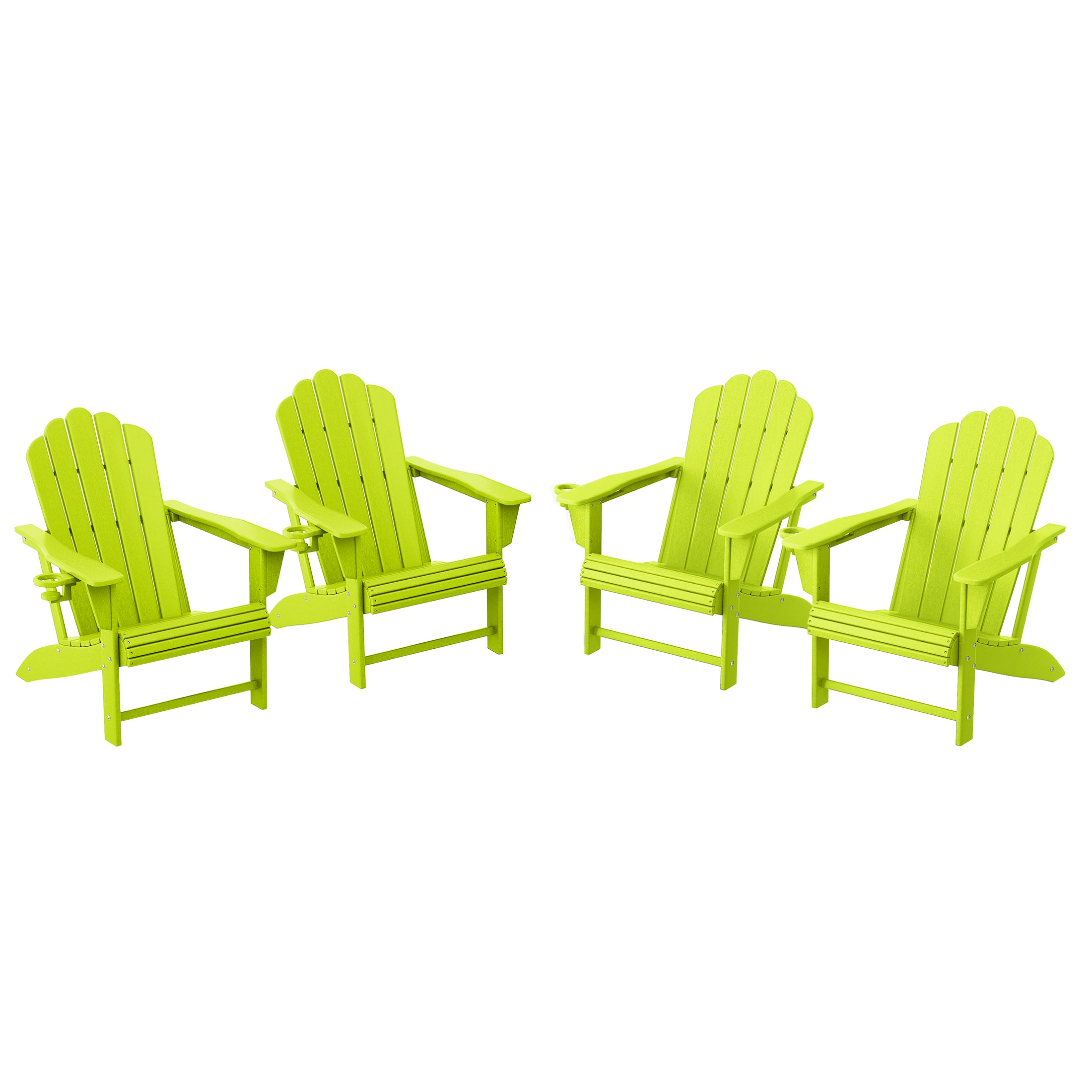Lakeview Outdoor Patio HDPE Adirondack Chairs With Cup Holders (Set of 4)