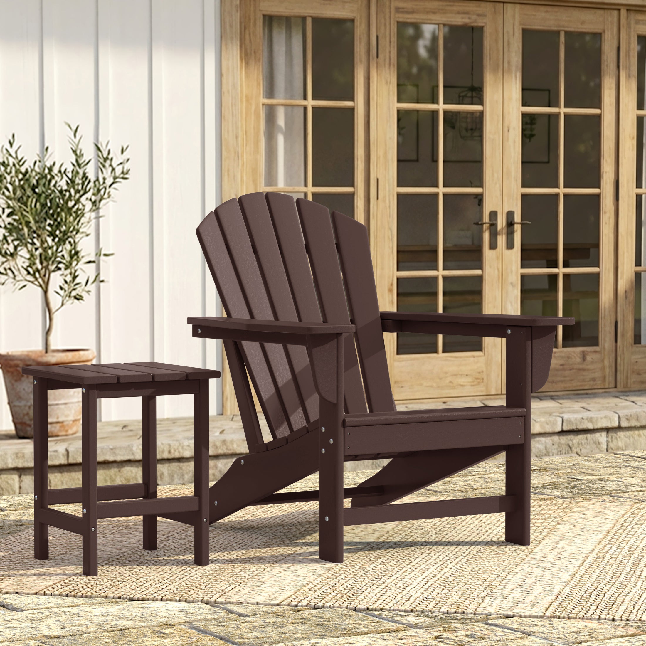 Classic Adirondack Chair for Outdoor Patio, Dark Green