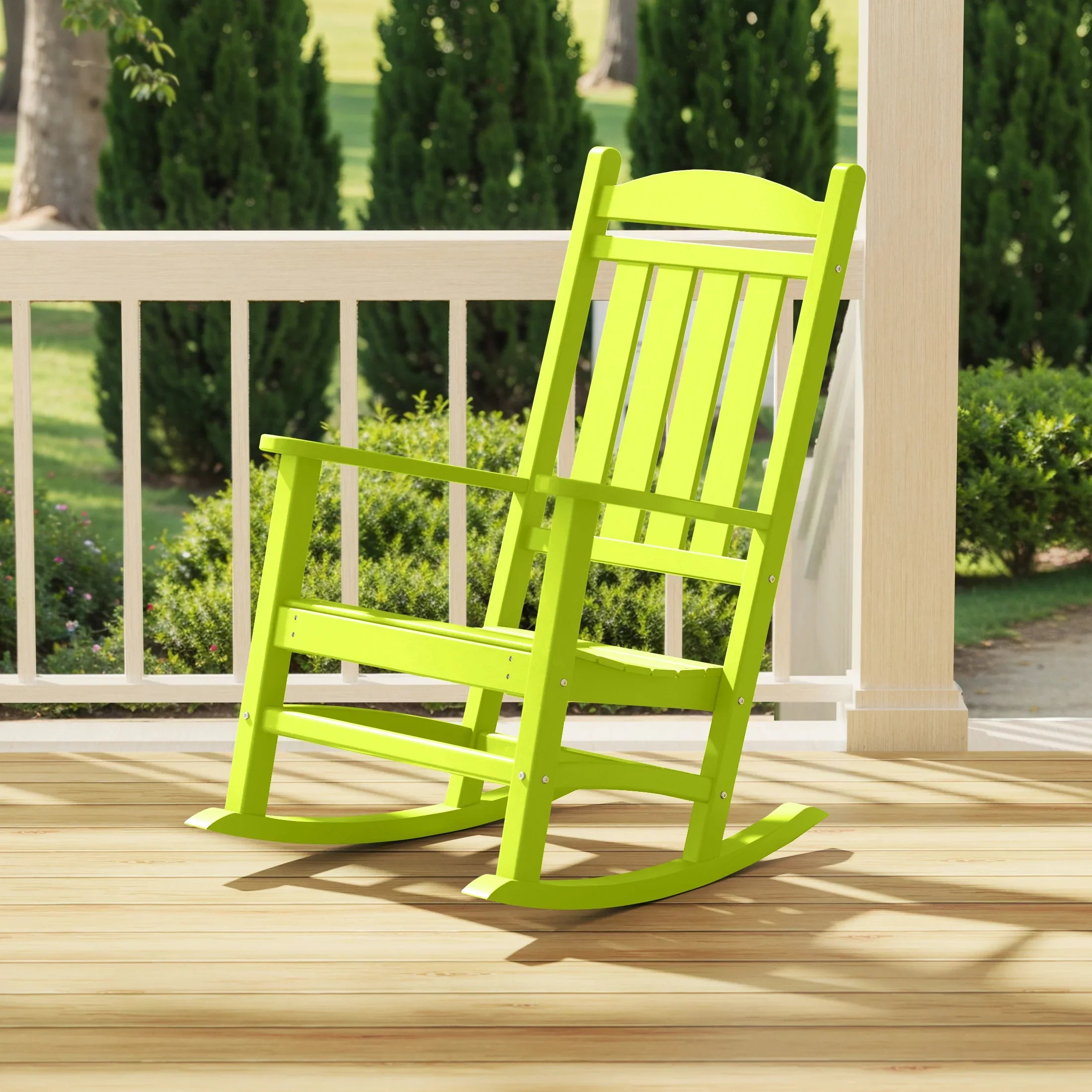 LAKEHOUSE Classic Plastic Porch Rocking Chair, Red