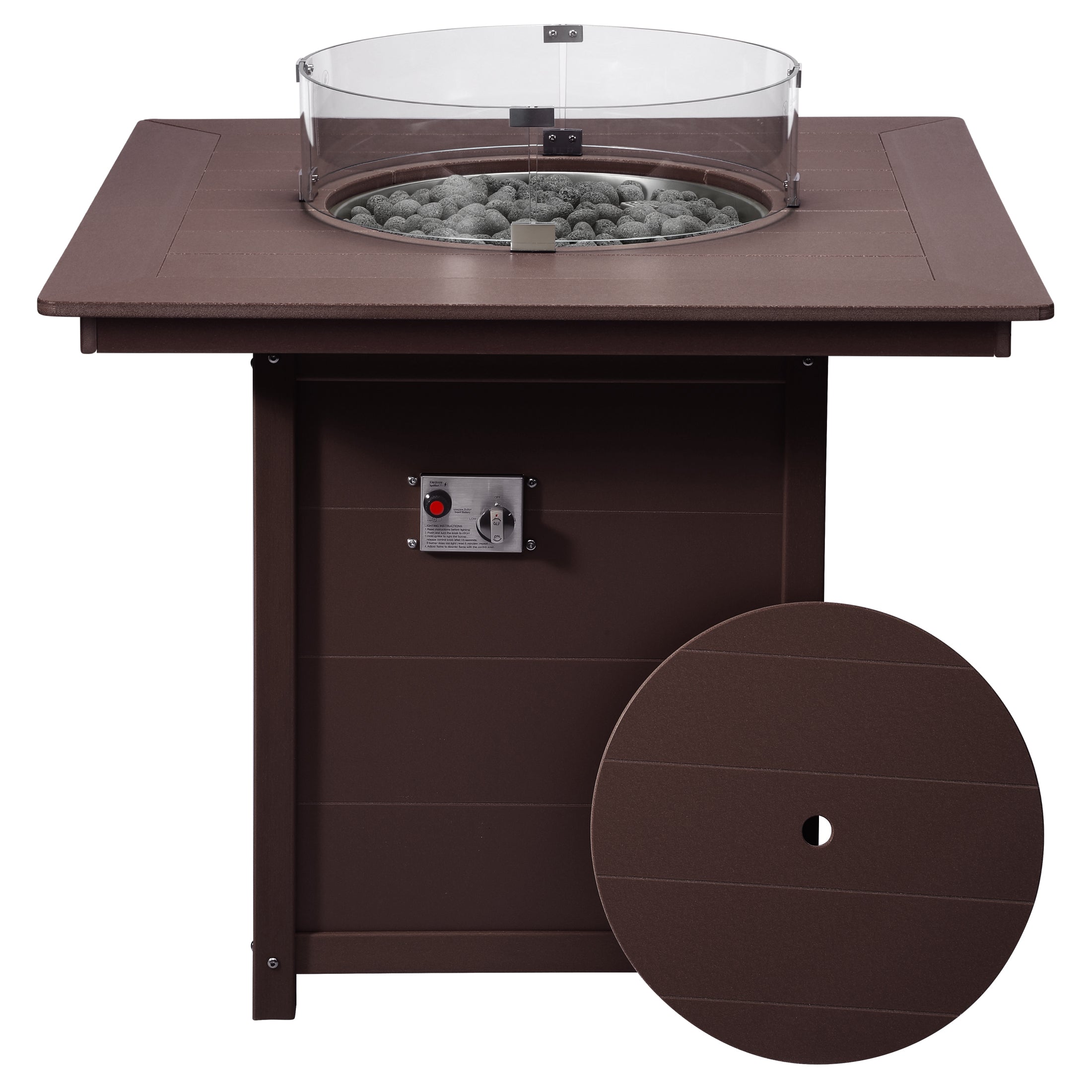 Sol 42" Modern Outdoor Patio Gas Propane Square Fire Pit Table