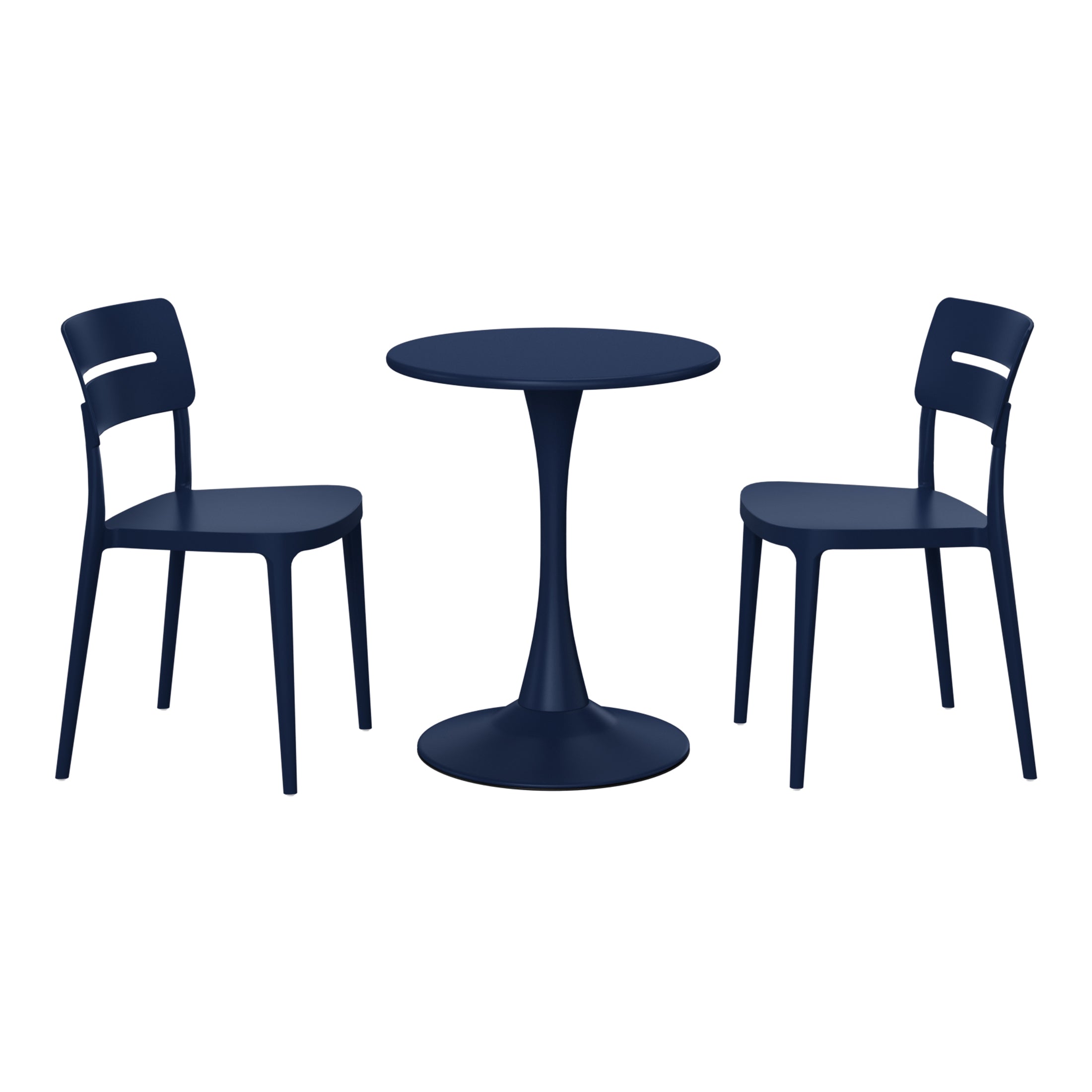 Sunshine 3-Piece Outdoor Round Metal Patio Dining Table Set With Stackable Patio Chairs