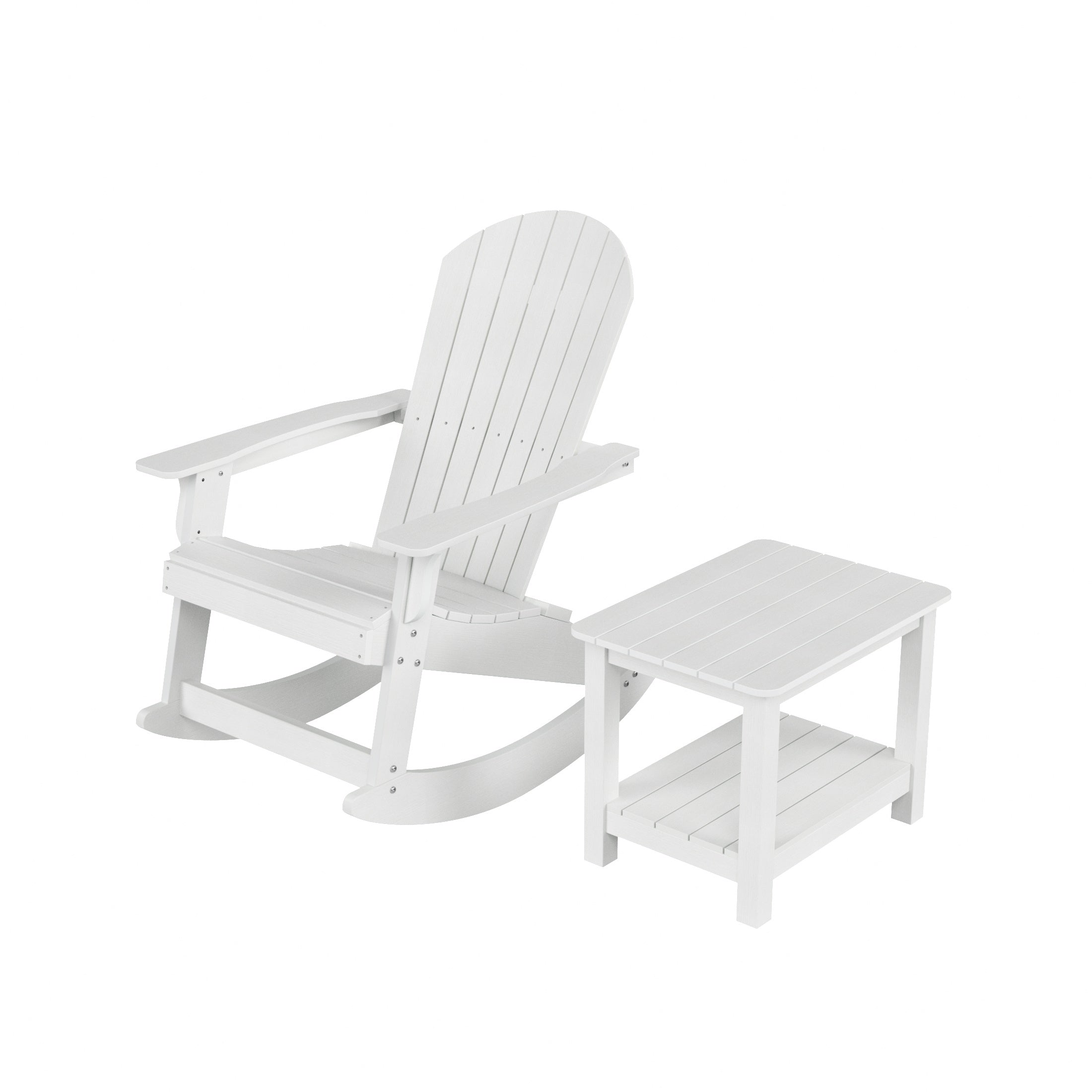 Florence 2-Piece HIPS Outdoor Rocking Adirondack Chair With Side Table