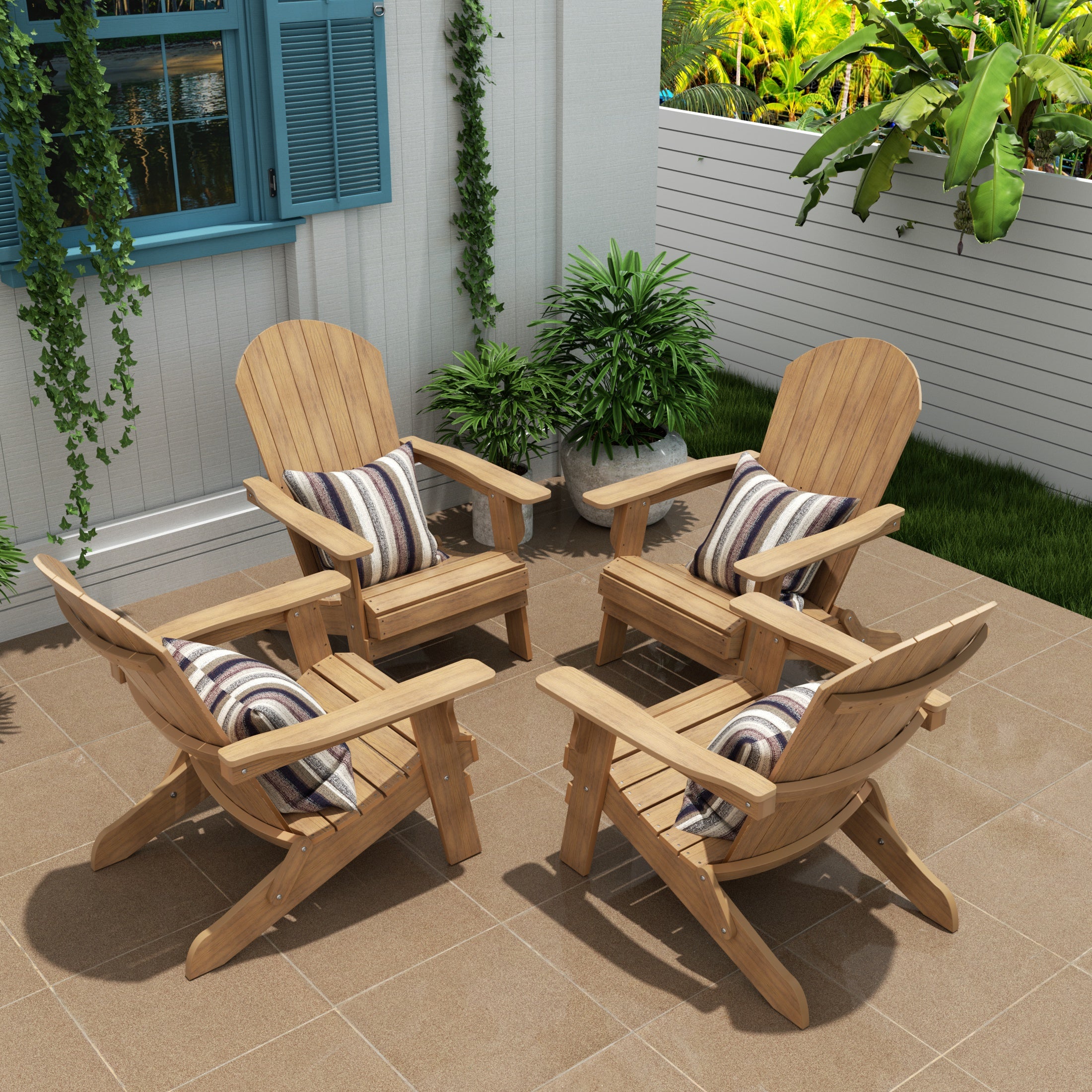Florence Outdoor Folding Adirondack Seashell Chair (Set of 4)
