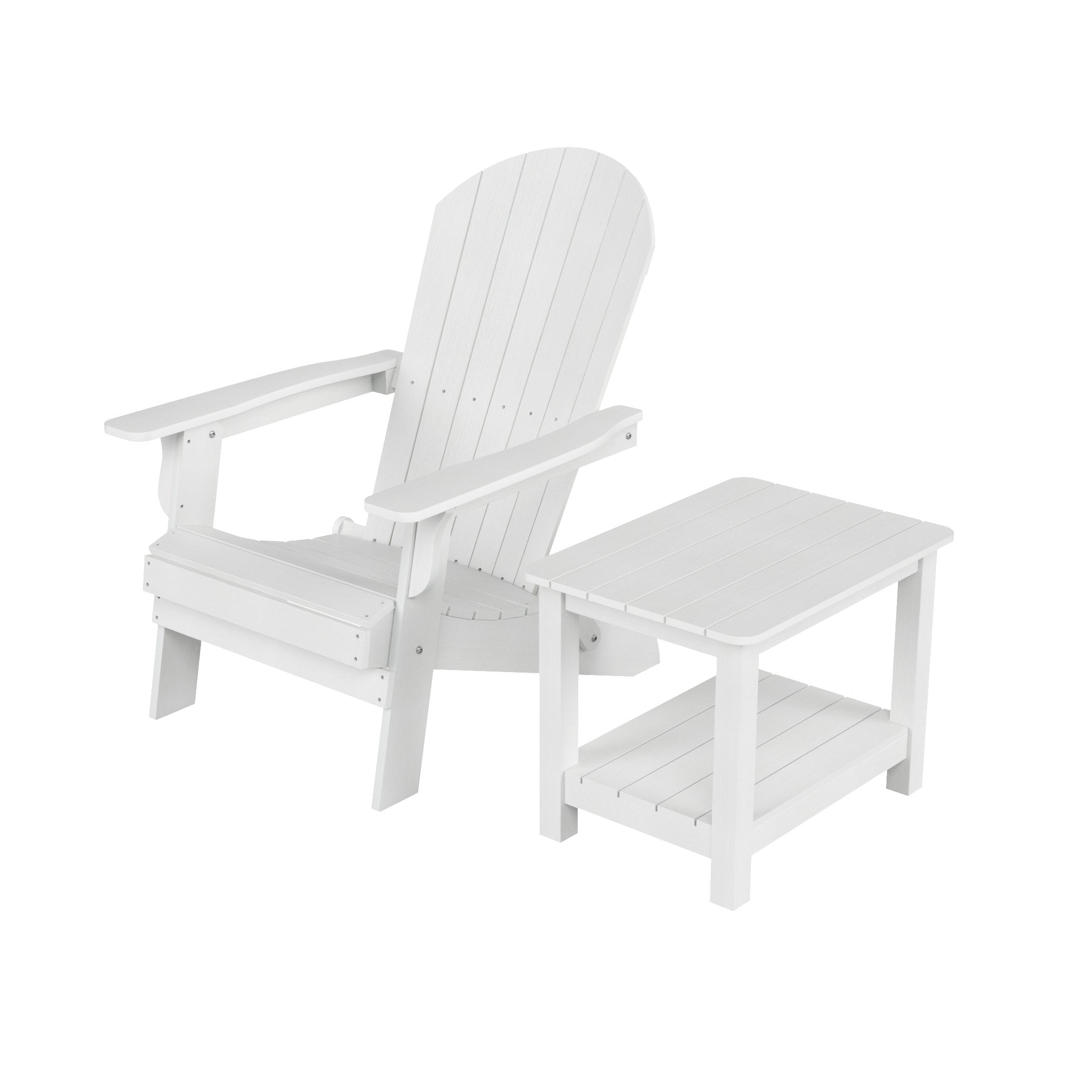 Florence HIPS Outdoor Folding Adirondack Seashell Chair With Side Table