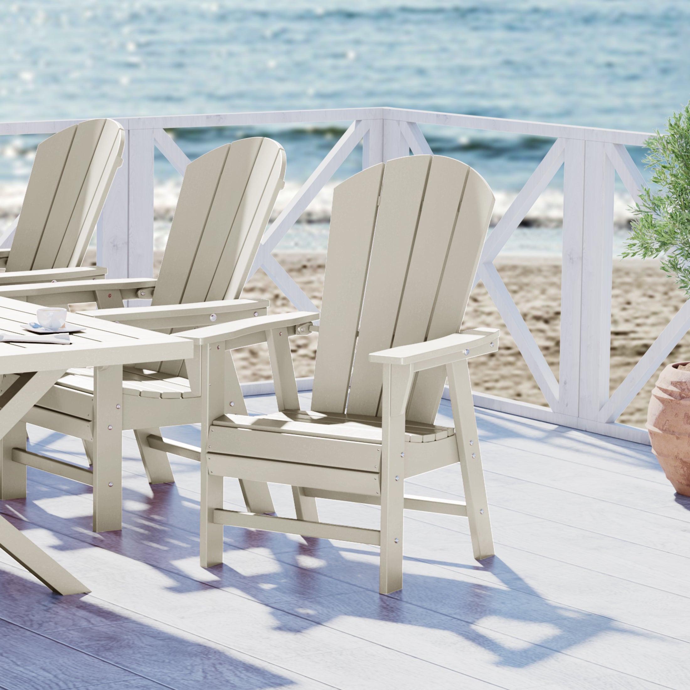 Paradise Malibu Outdoor Patio HDPE Plastic Adirondack Dining Chair