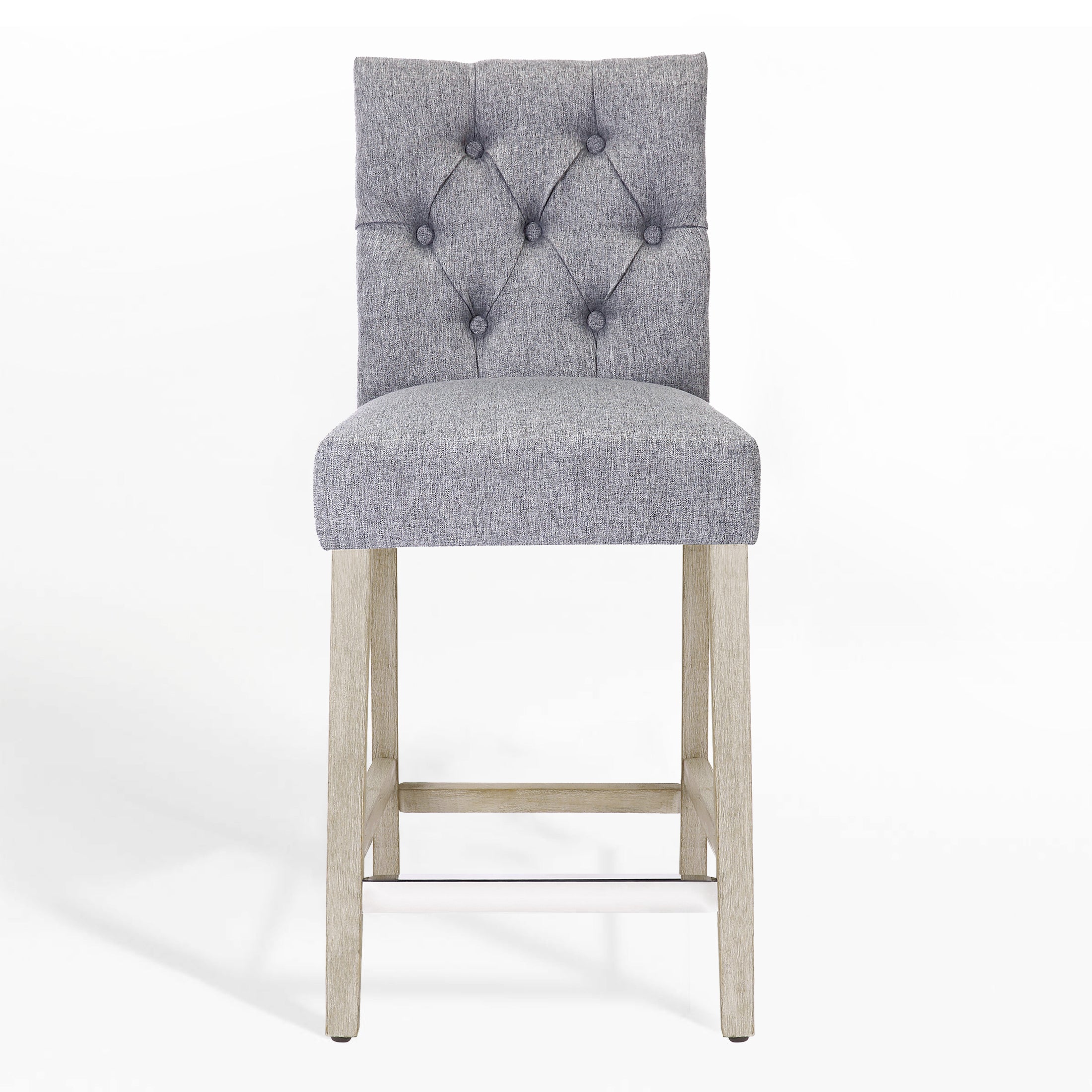 Bellmount 24" Linen Fabric Tufted Counter Stool,Antique Gray