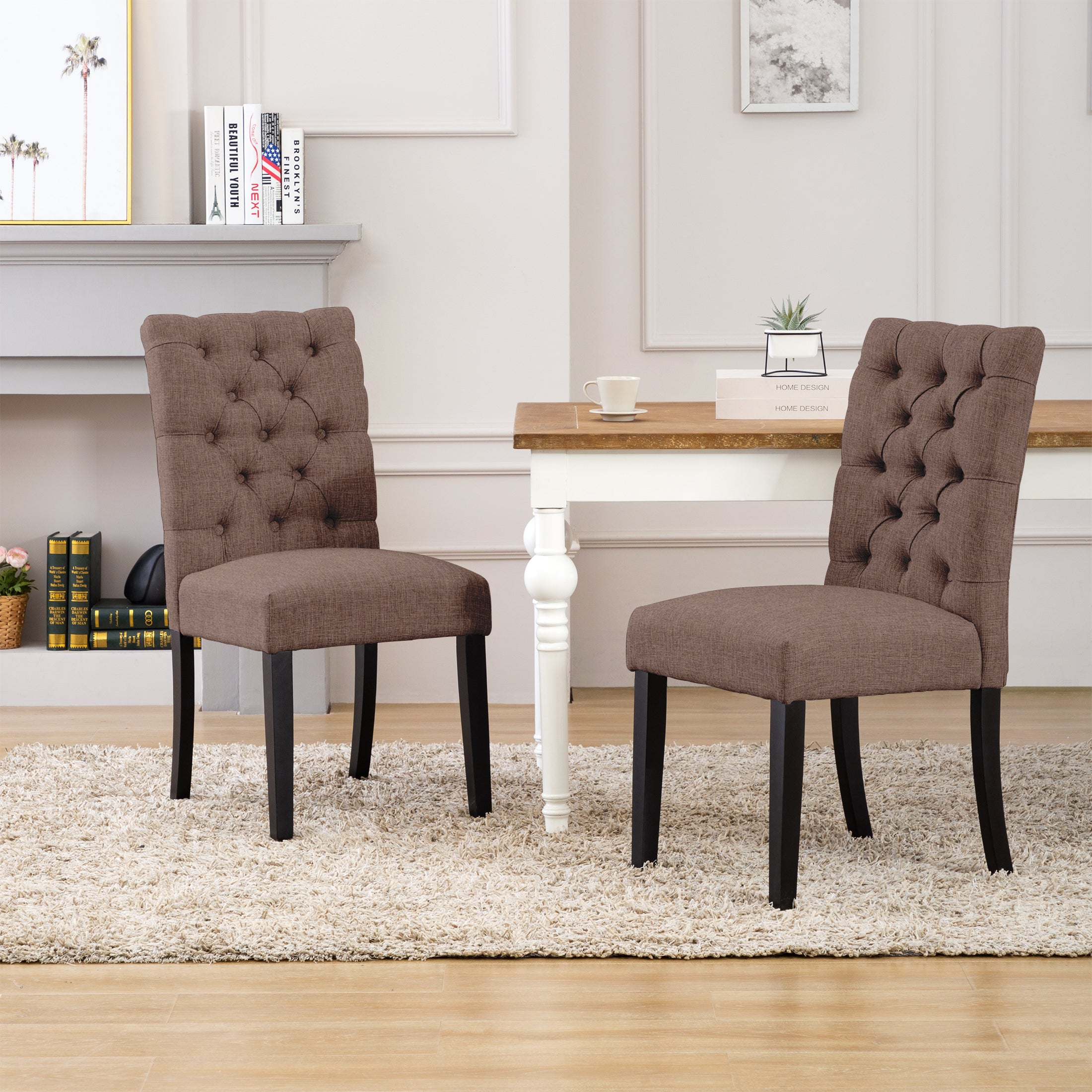 Bellmount Linen fabric tufted upholstered side chair