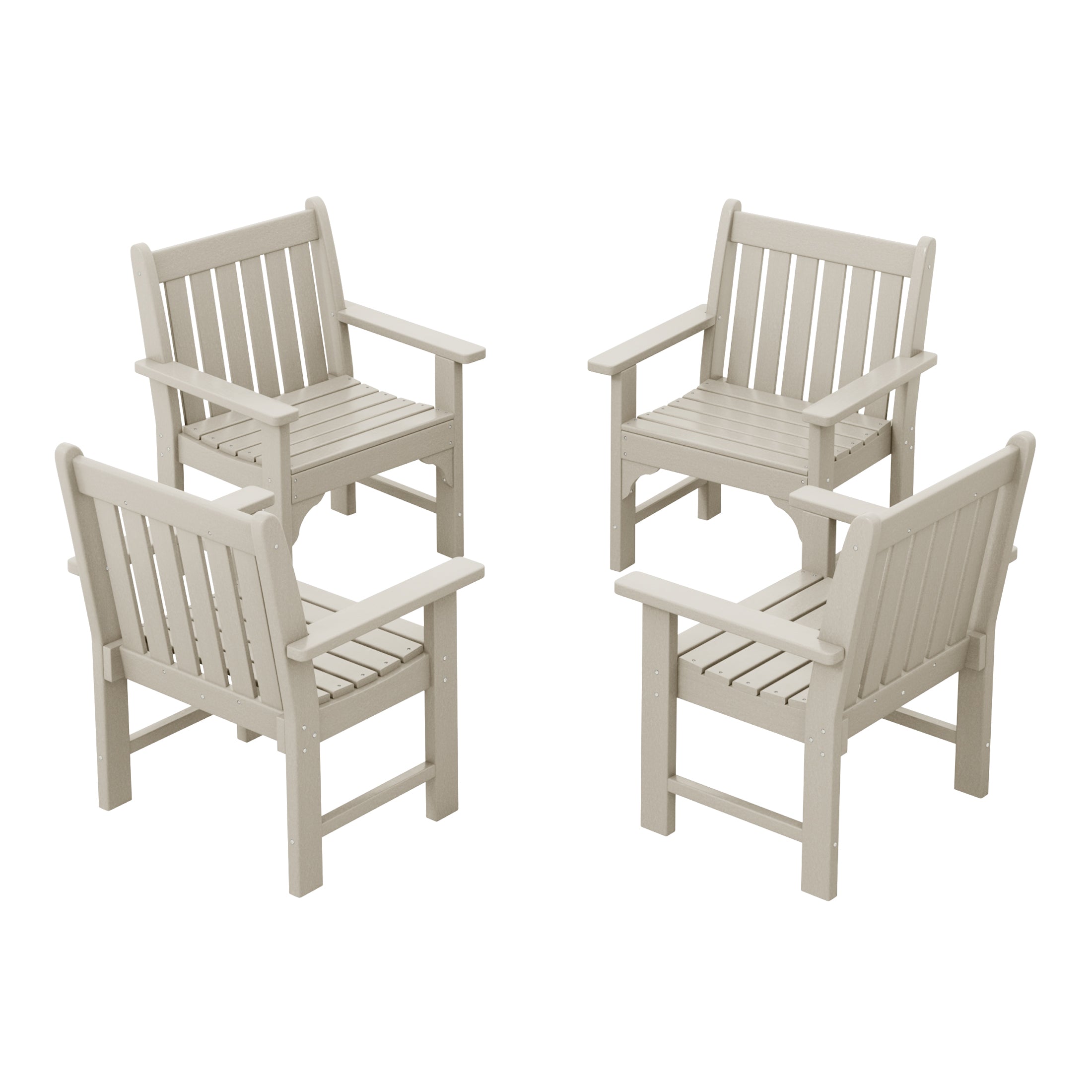 Paradise Outdoor Patio HDPE Adirondack Dining Arm Chairs (Set of 4)