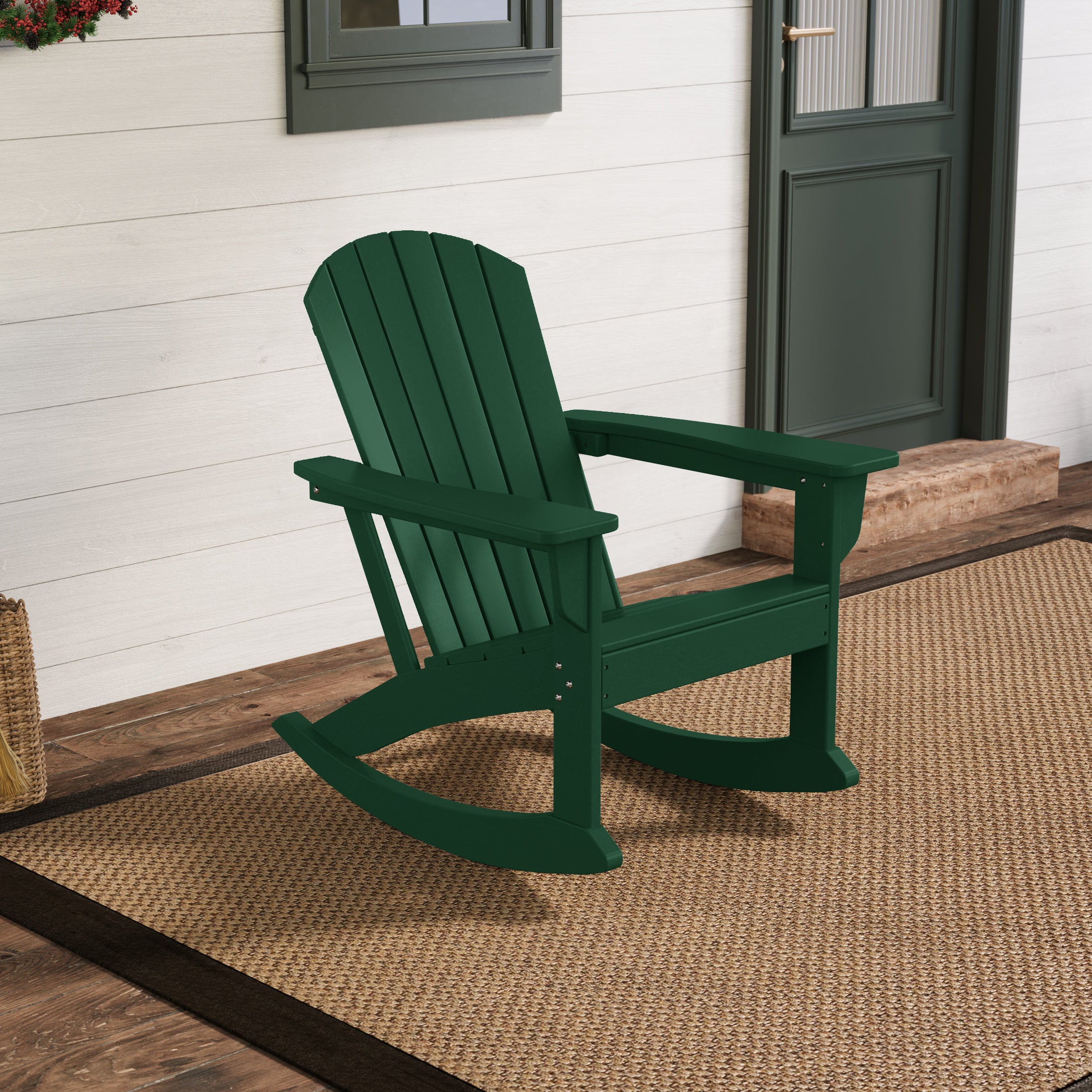 Portside Outdoor Patio Poly Plastic Adirondack Rocking Chair